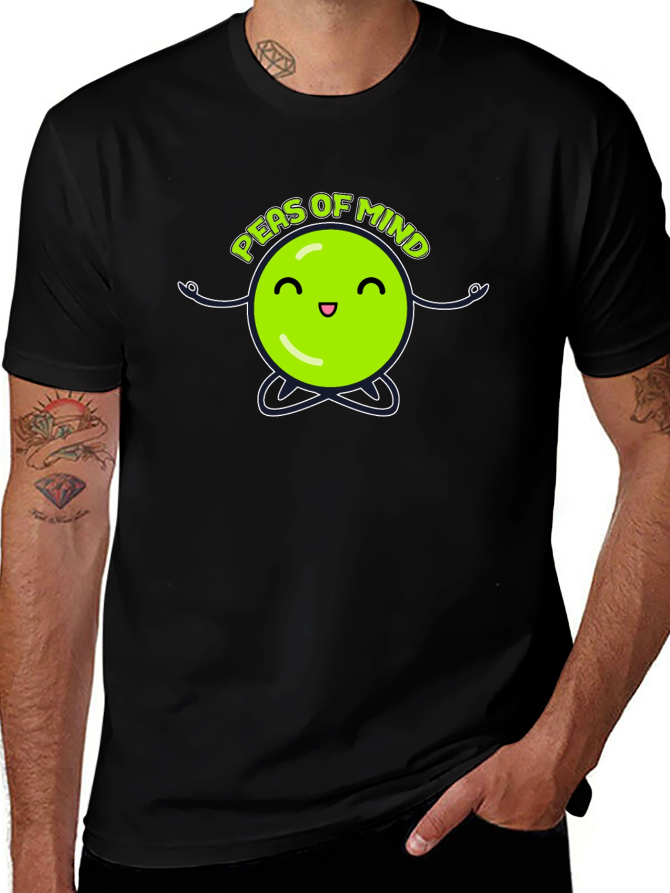 Variant 11 of Peas of Mind Black Graphic T-Shirt