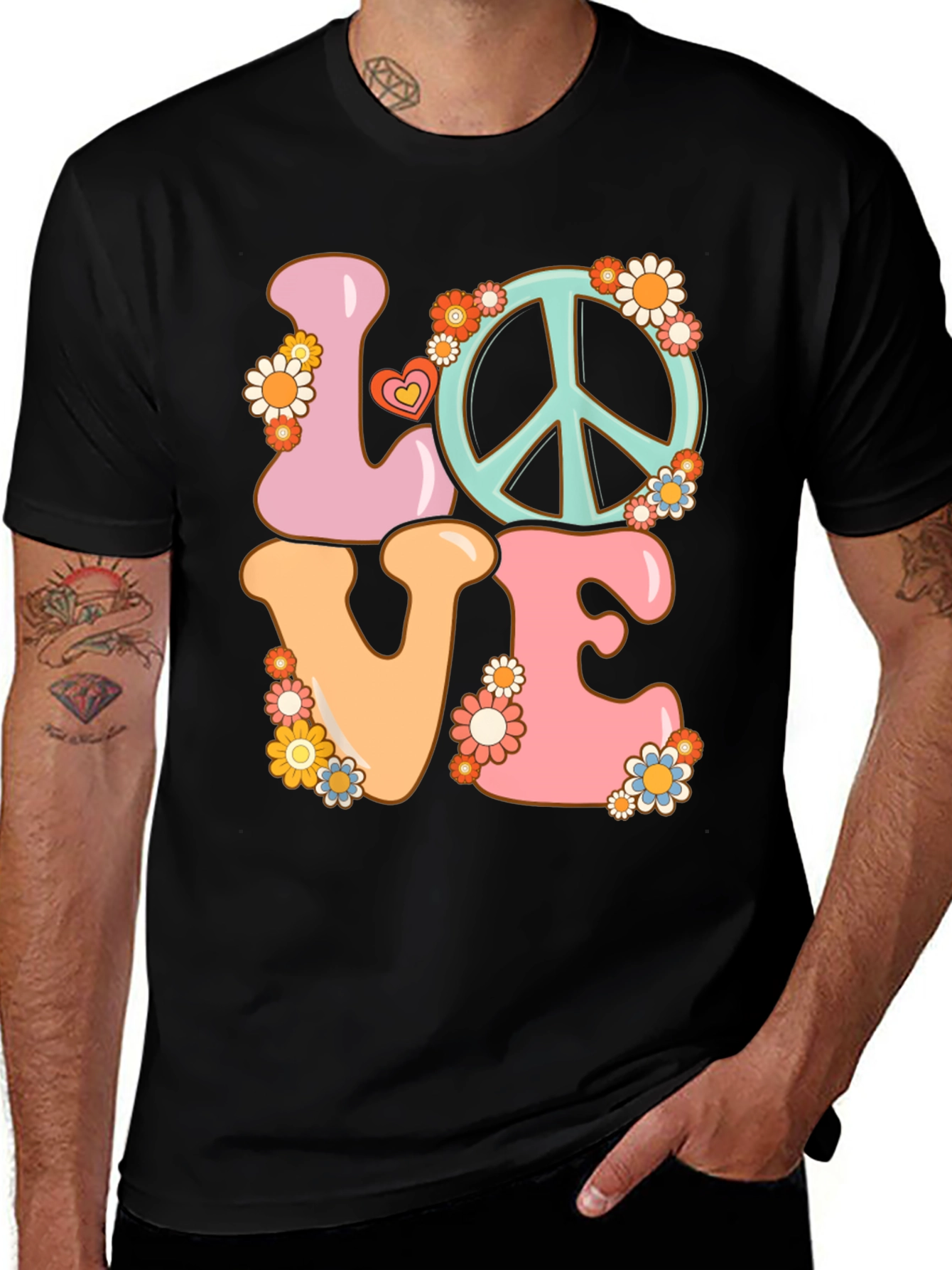 Variant 10 of Love Peace Sign Graphic T-Shirt