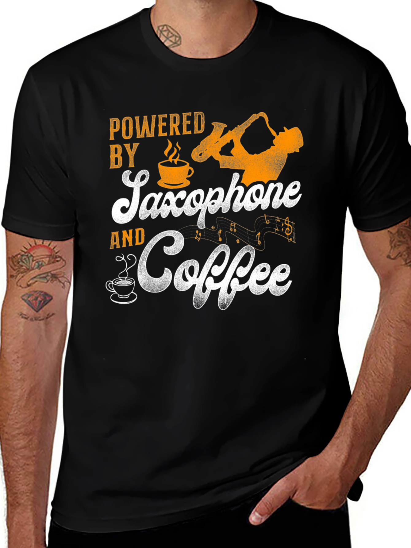 Variant 10 of Saxophone and Coffee Graphic Tee
