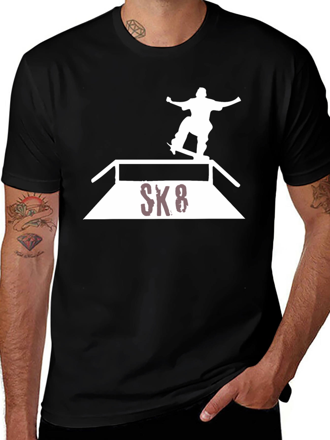 Variant 16 of Skateboarding Graphic Tee - Black Cotton Blend
