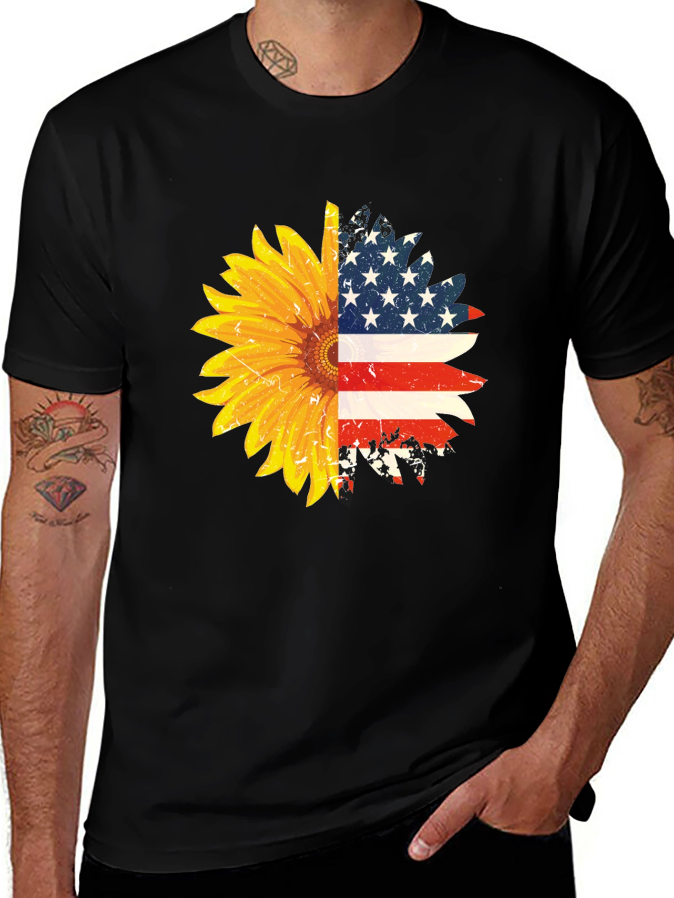 Variant 8 of Sunflower American Flag Patriotic T-Shirt