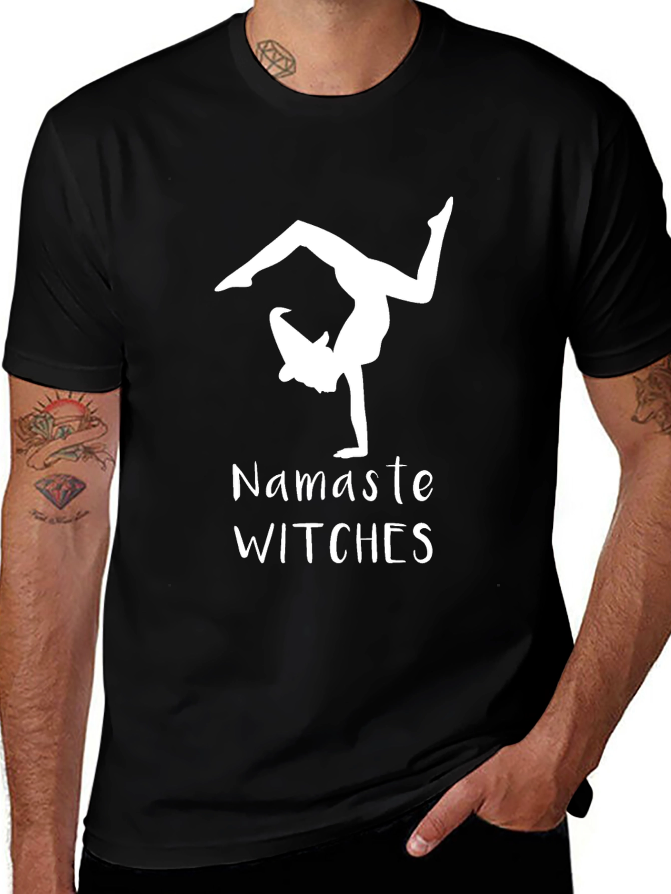 Variant 21 of Namaste Witches T-Shirt - Yoga Witch Tee
