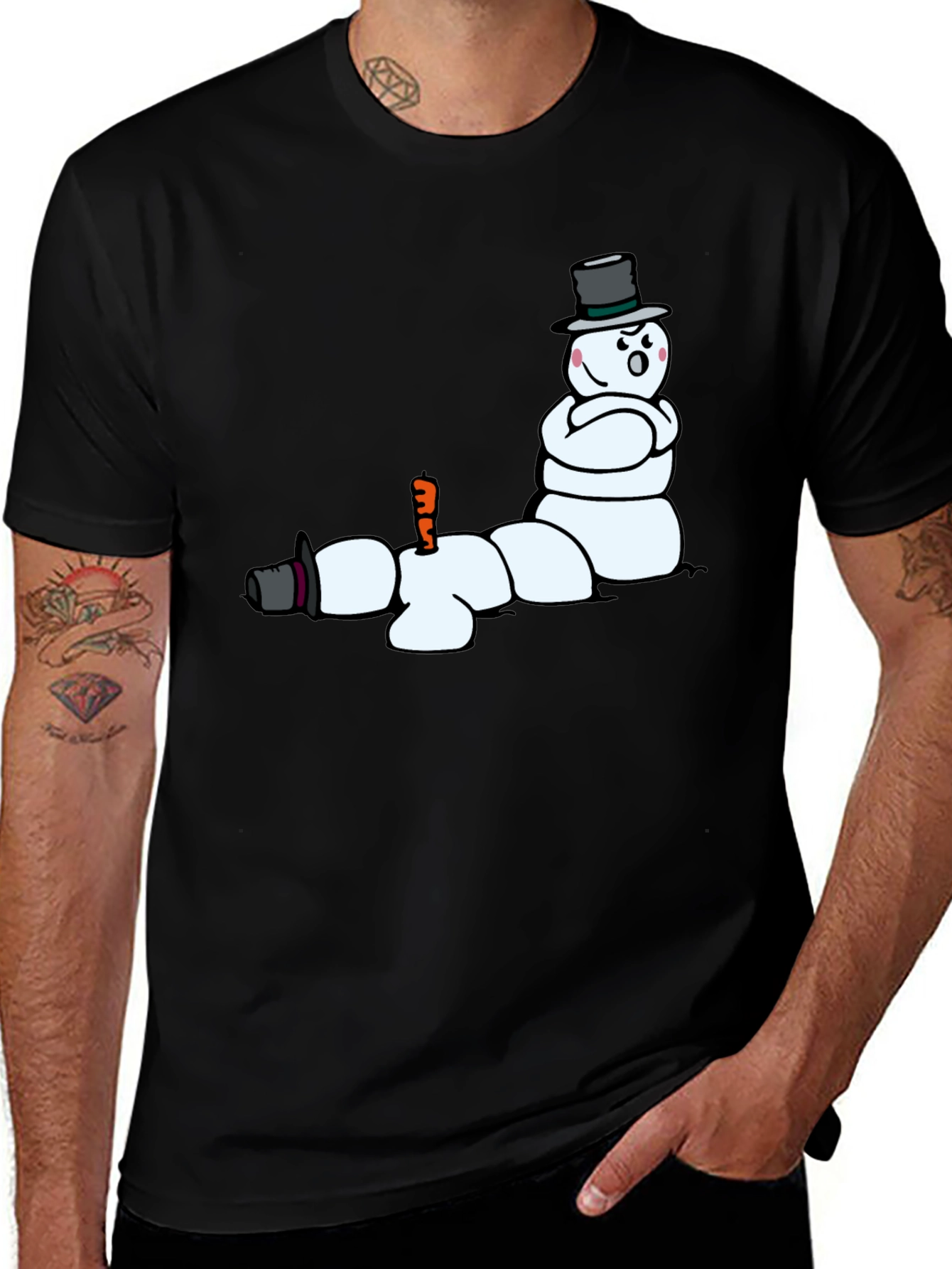 Variant 17 of Funny Melting Snowman Graphic T-Shirt