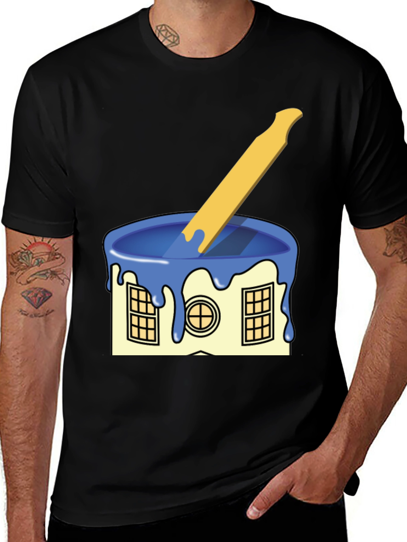 Variant 6 of Novelty House Paint Can T-Shirt - Quirky Graphic Tee