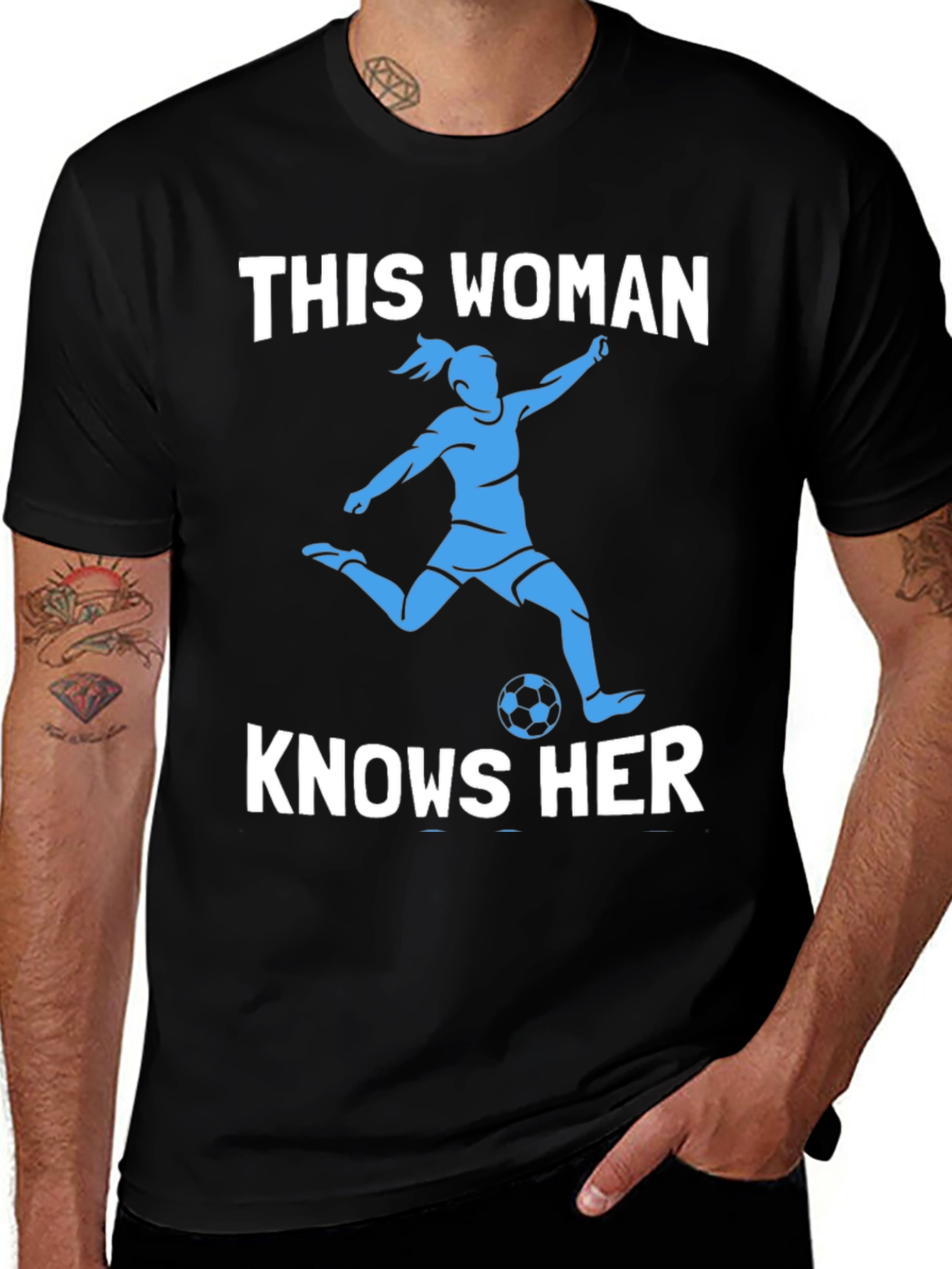Variant 17 of Soccer Woman Graphic Tee - Knows Her Stuff!