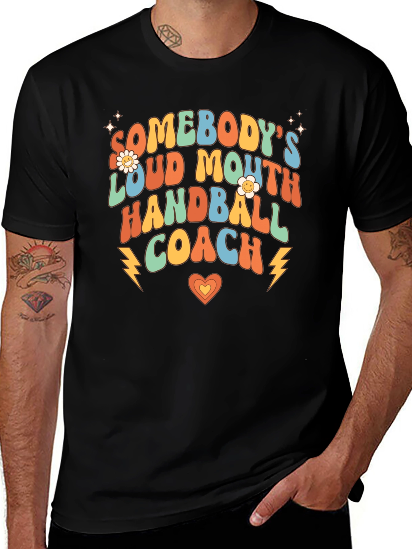 Variant 9 of Handball Coach Tee - Retro Loud Mouth Design