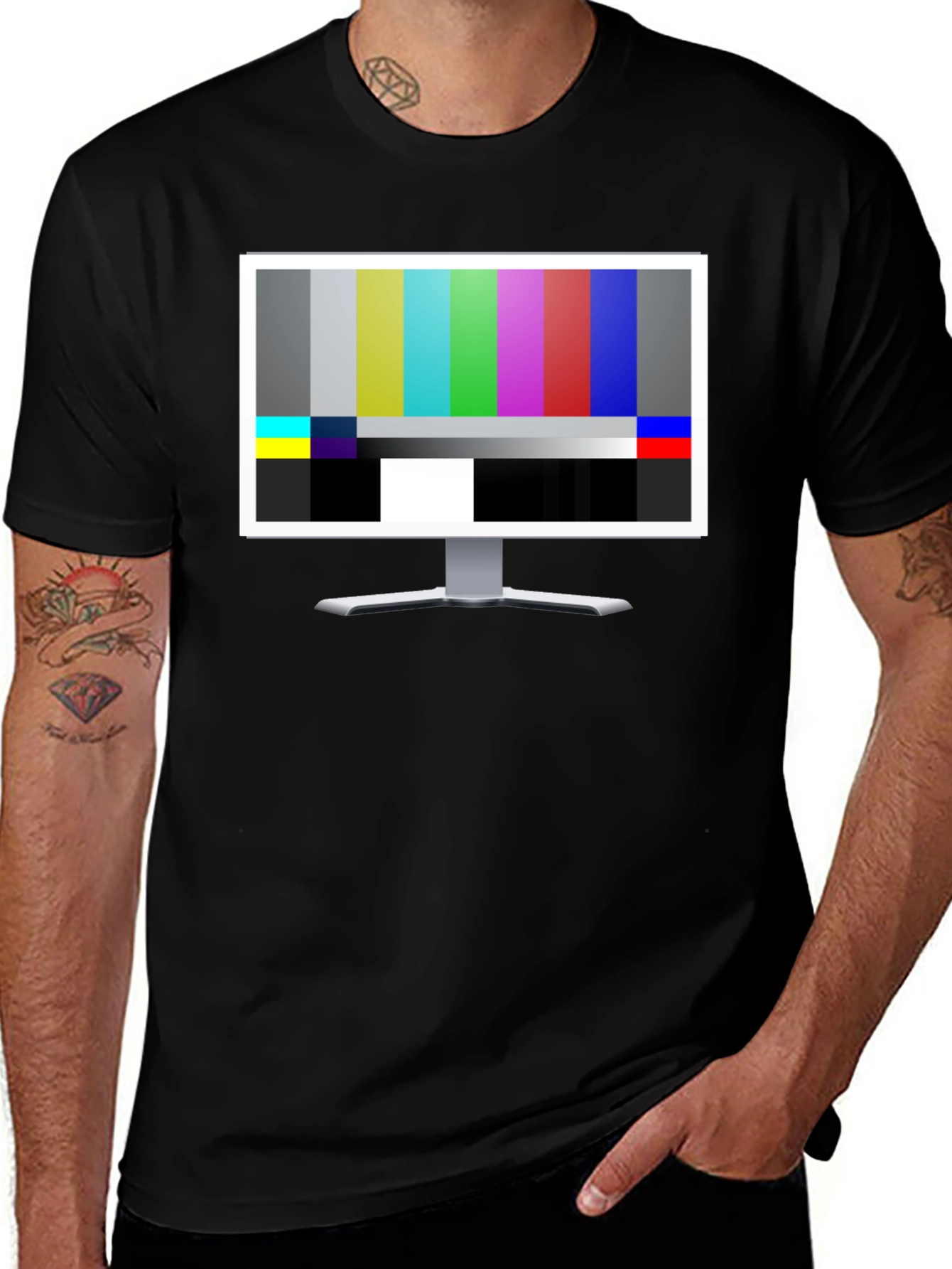 Variant 12 of Retro TV Test Pattern Graphic Tee - Black