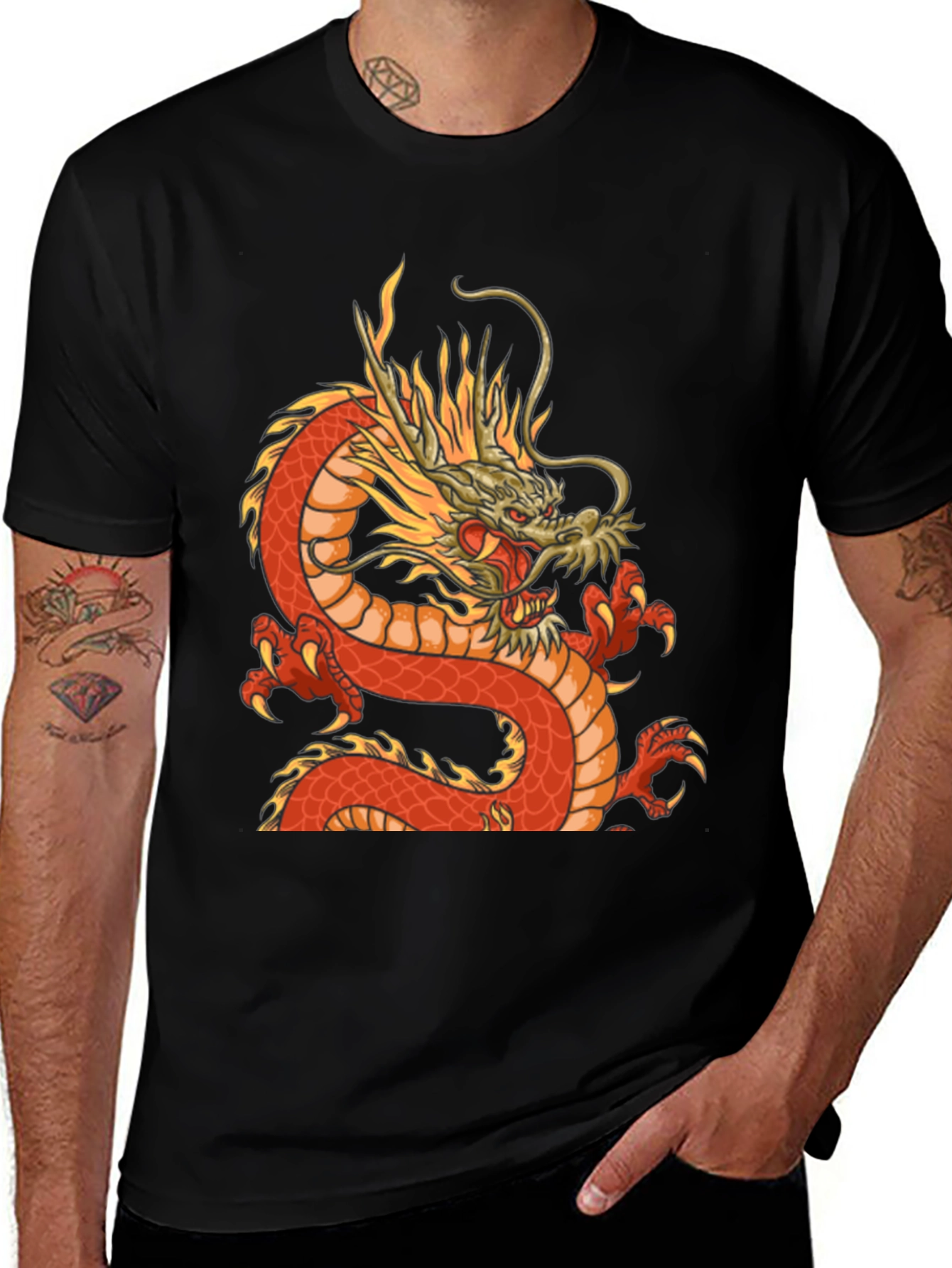 Variant 26 of Dragon Graphic Tee - Black T-Shirt