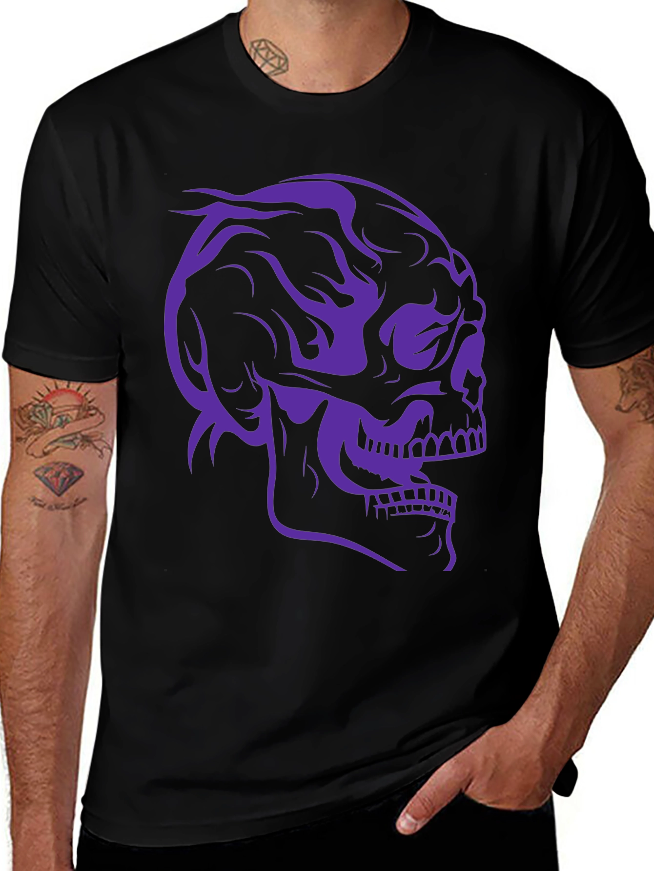Variant 9 of Skull Graphic Tee - Black Cotton T-Shirt