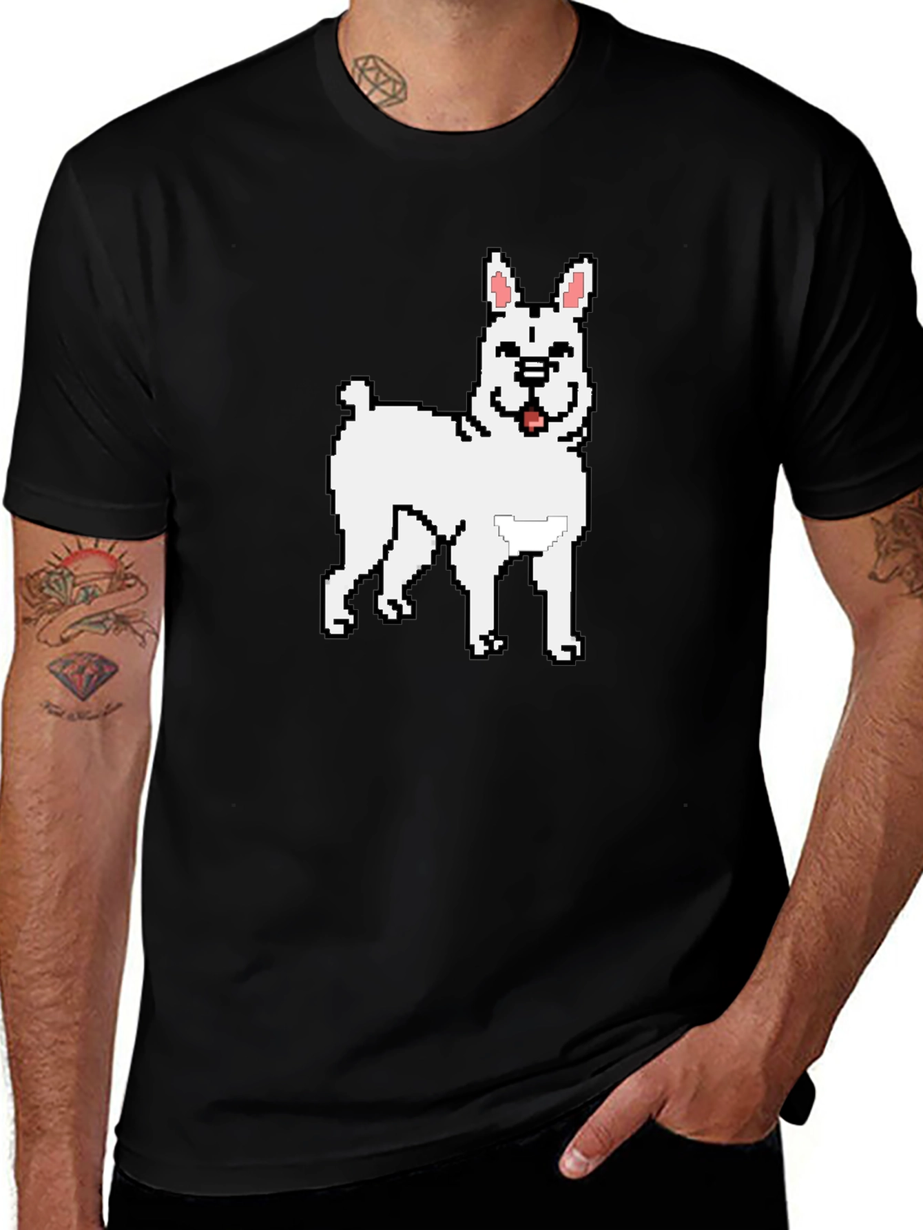 Variant 16 of Pixel Dog Graphic Tee - Black, Casual Wear