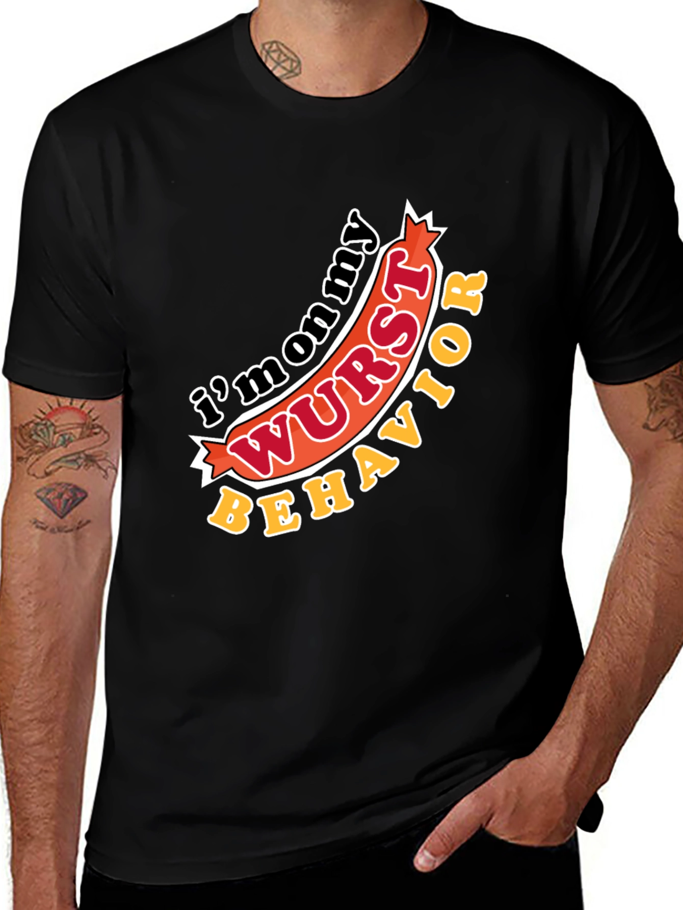 Variant 29 of Funny "I'm on my Wurst Behavior" Graphic T-Shirt