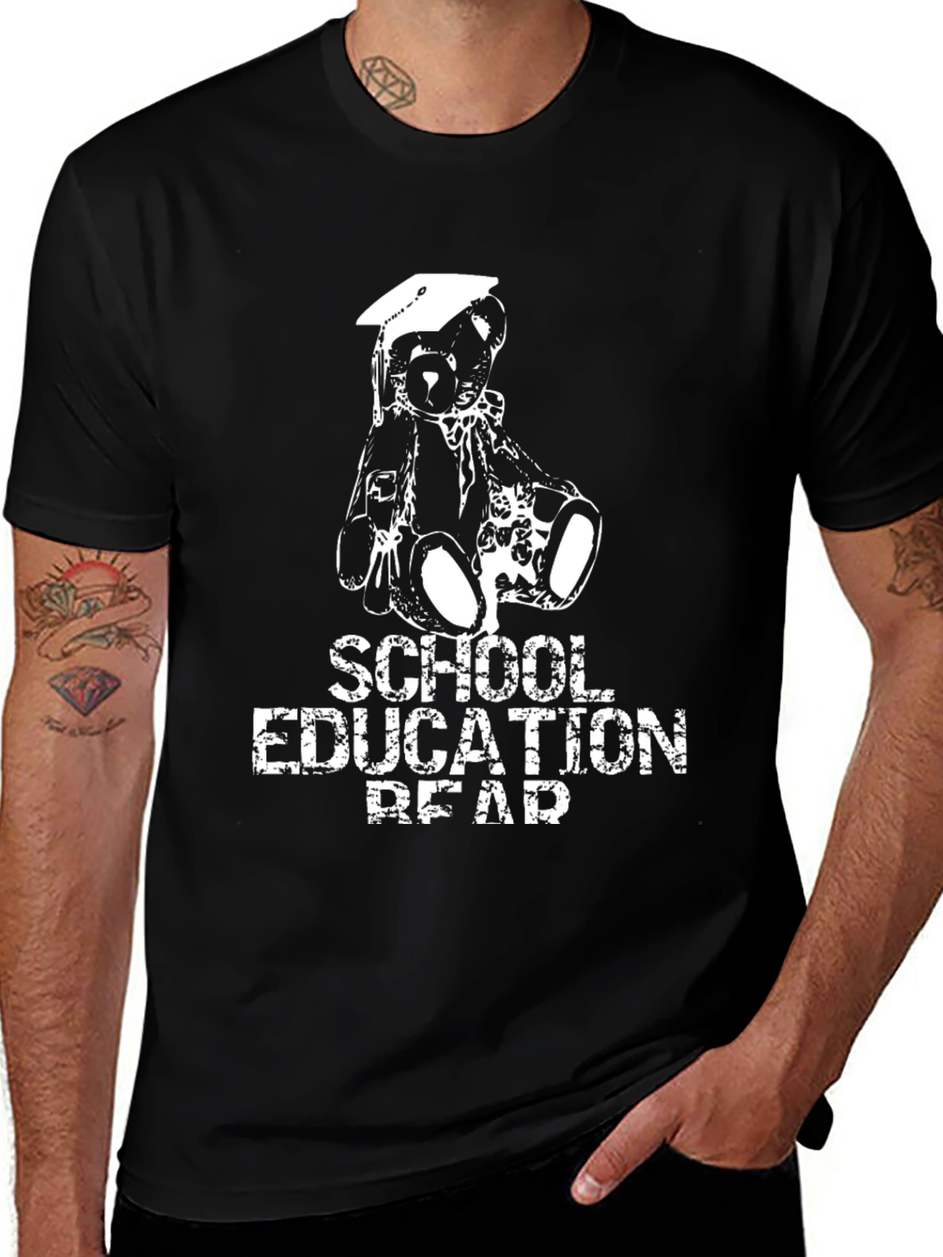 Variant 20 of School Education Bear Black T-Shirt