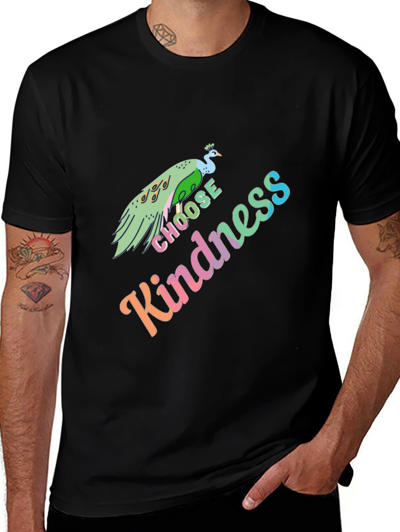 Choose Kindness Peacock Graphic T-Shirt