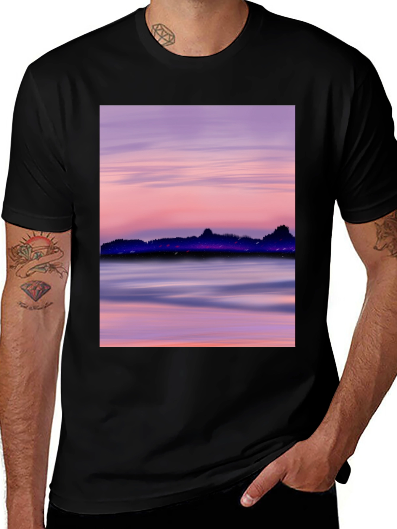 Variant 30 of Sunset Scene Black T-Shirt