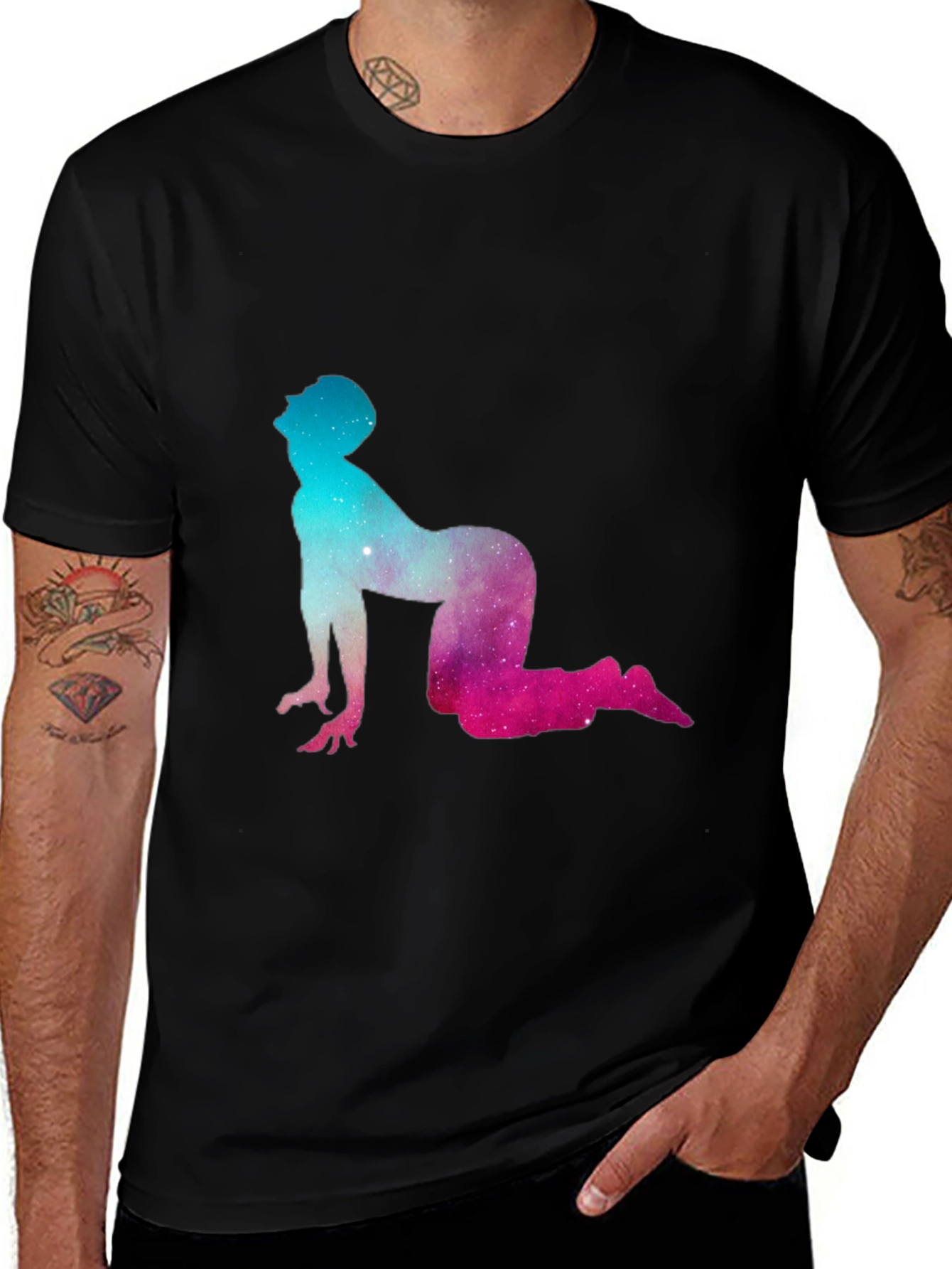 Cosmic Yoga Pose Black Tee