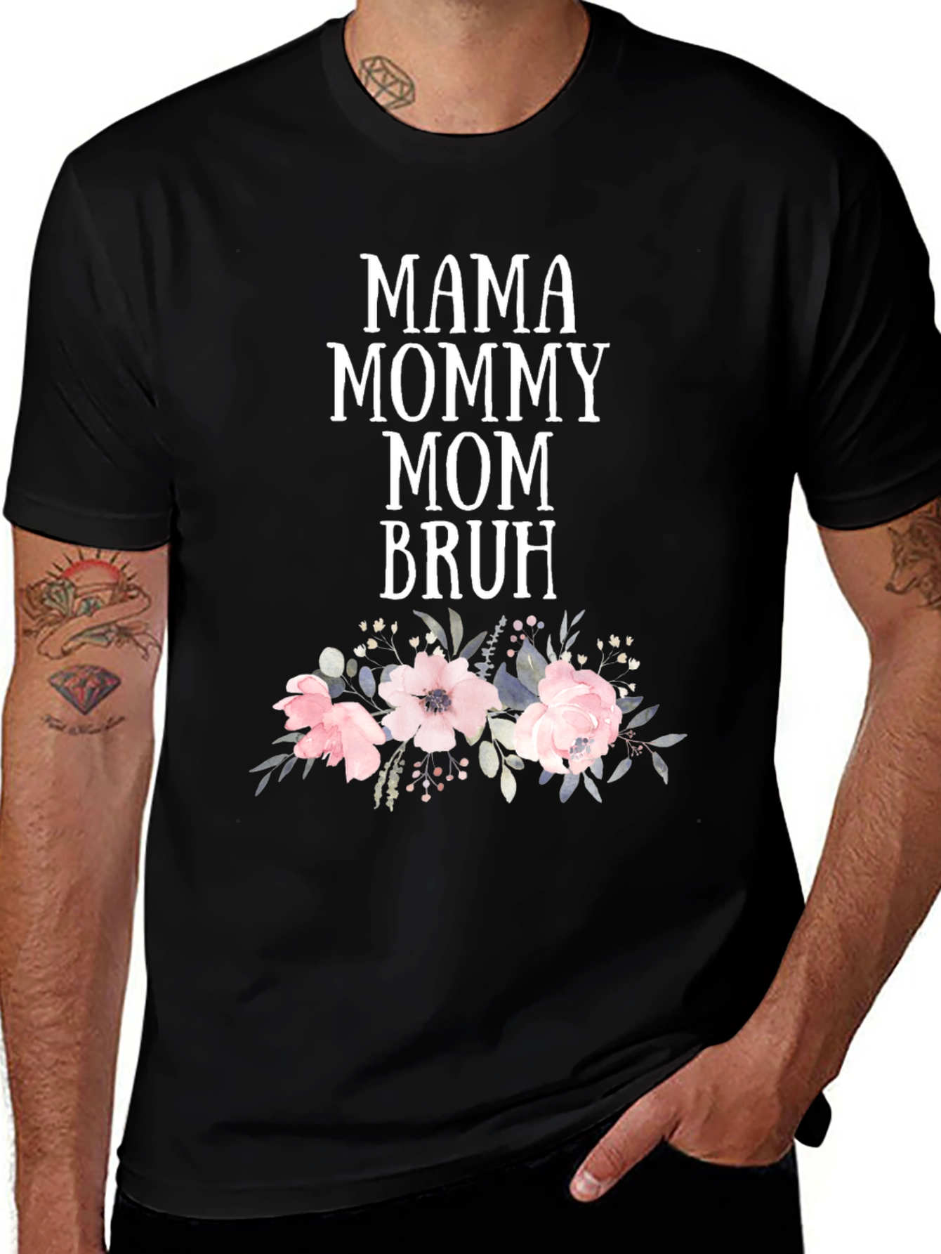 Variant 2 of Mama Mommy Mom Bruh Floral Graphic T-Shirt