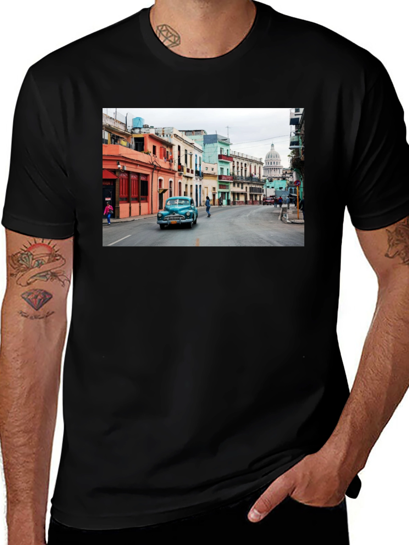 Variant 8 of Vintage Cuba Car Black T-Shirt