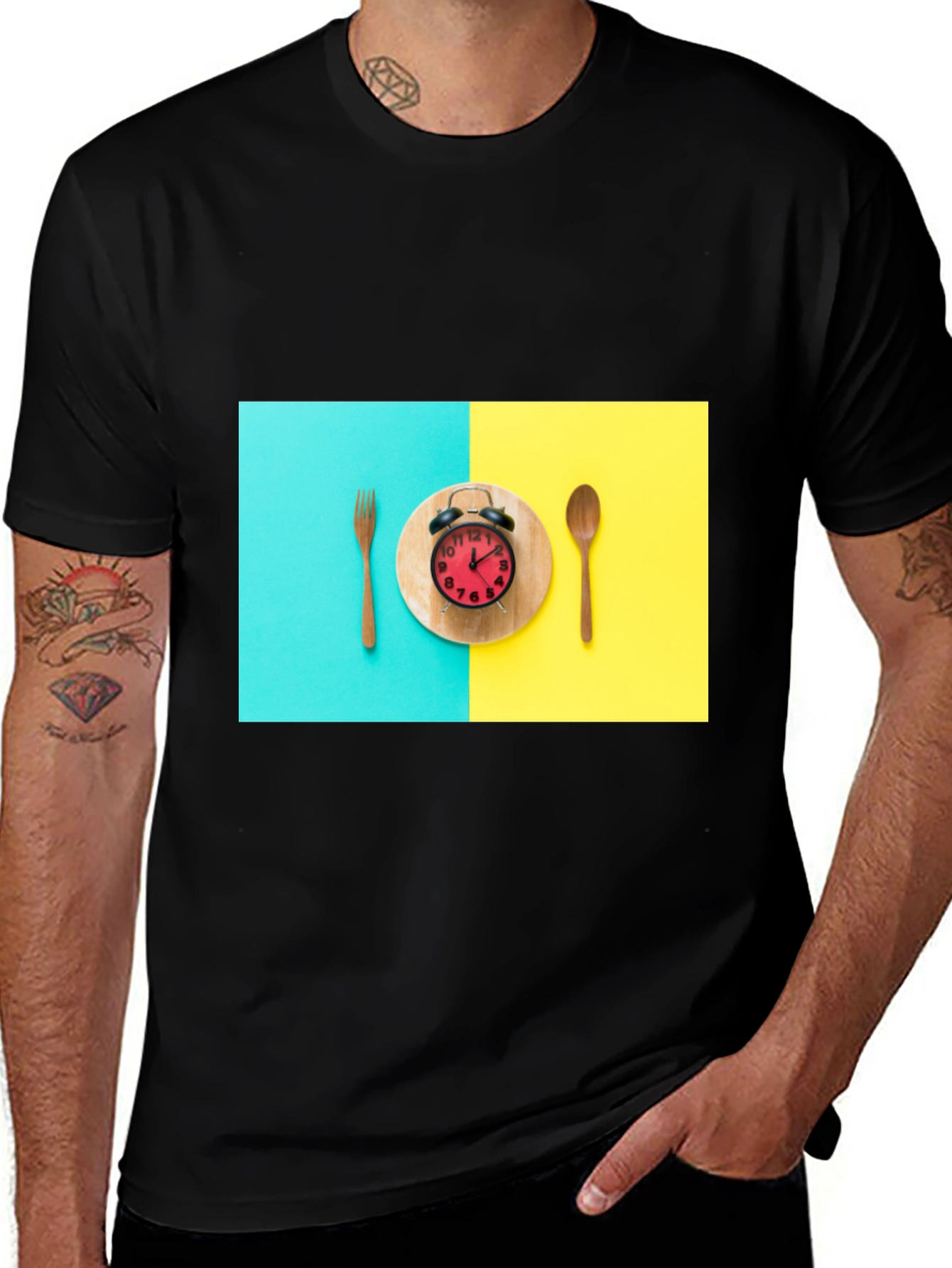 Variant 29 of Meal Time Graphic Tee - Eat By The Clock!