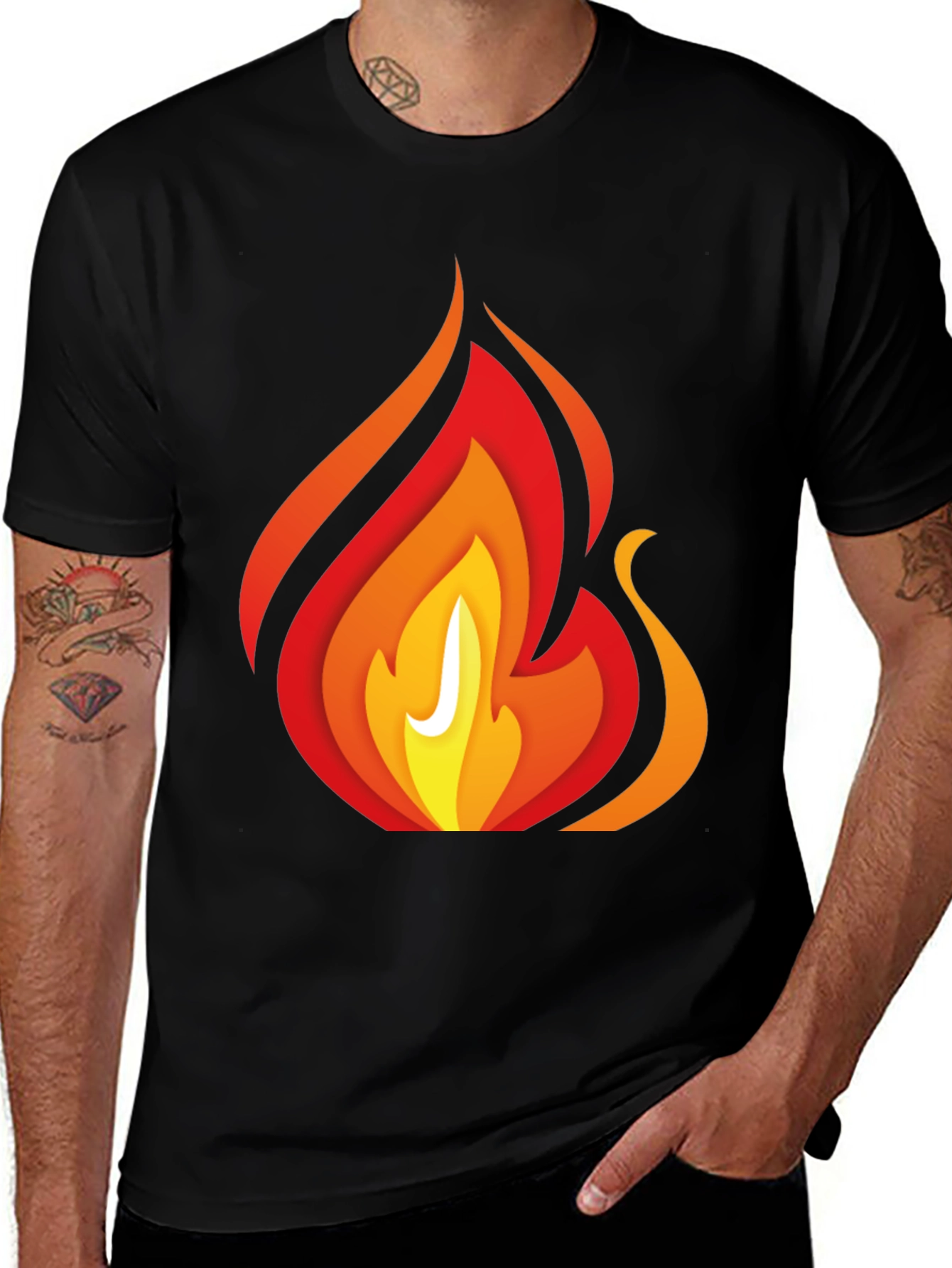 Variant 30 of Bold Fire Graphic Print Black T-Shirt
