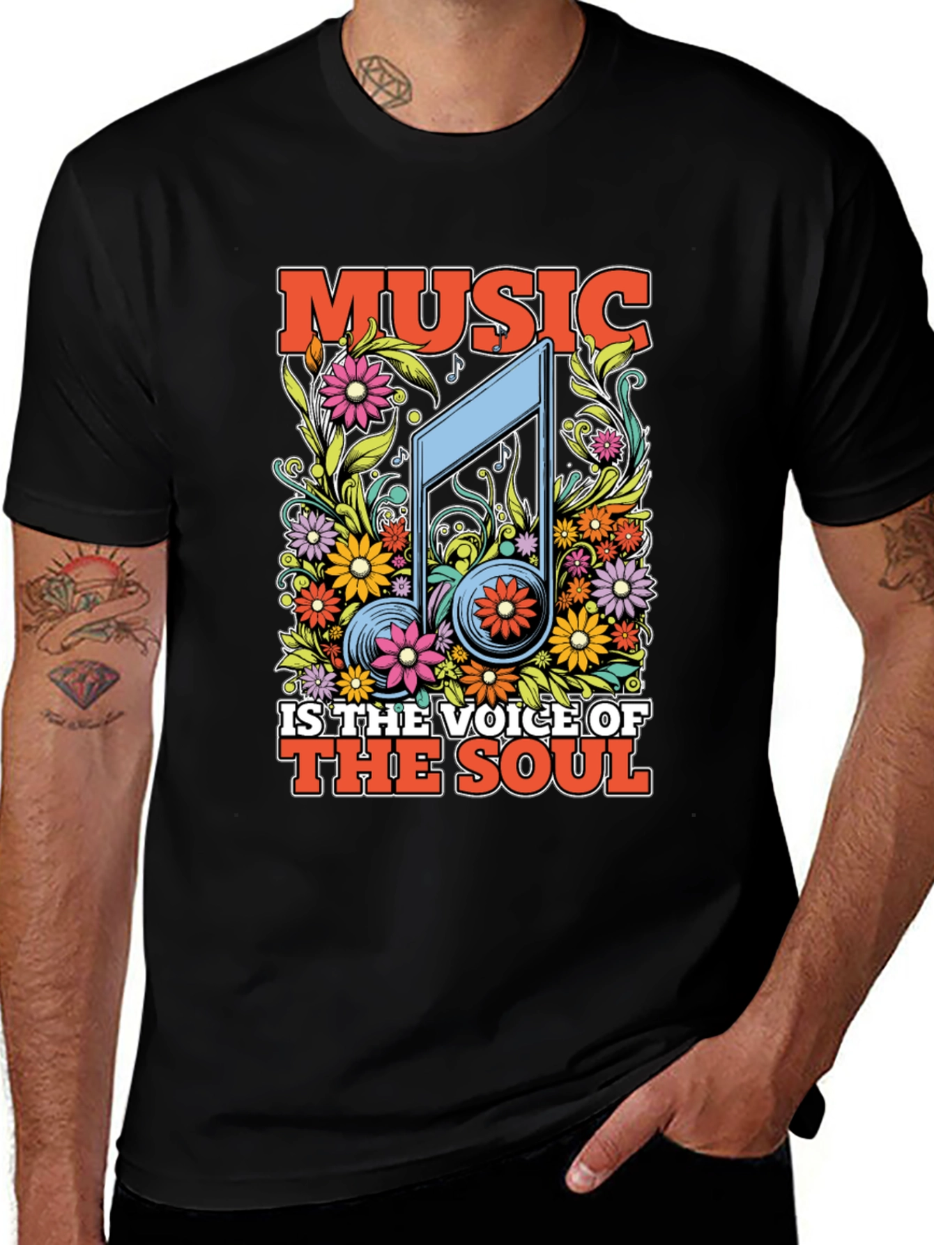 Variant 13 of Music is The Voice of The Soul Black Graphic Tee