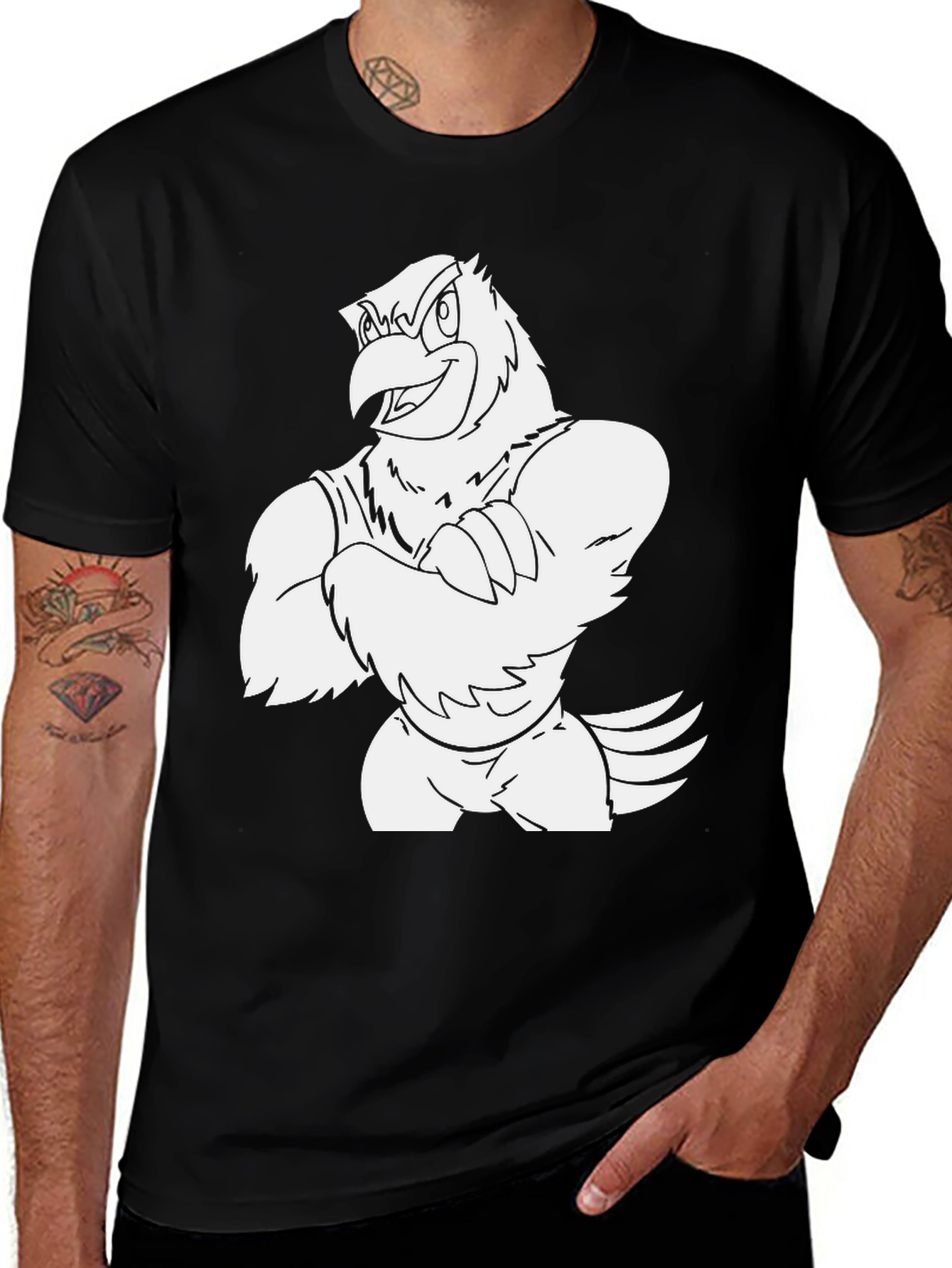 Variant 25 of Bold Eagle Cartoon Black T-Shirt