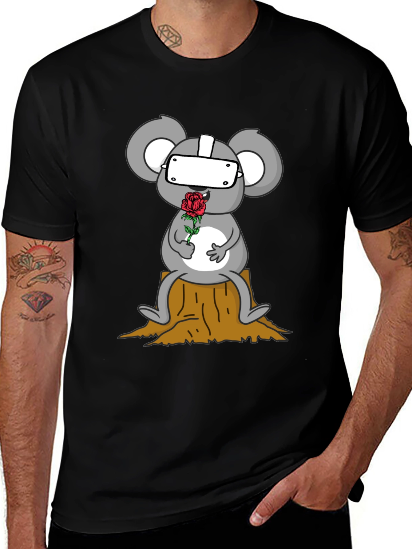 Variant 16 of VR Koala Holding Rose Graphic Tee - Unisex