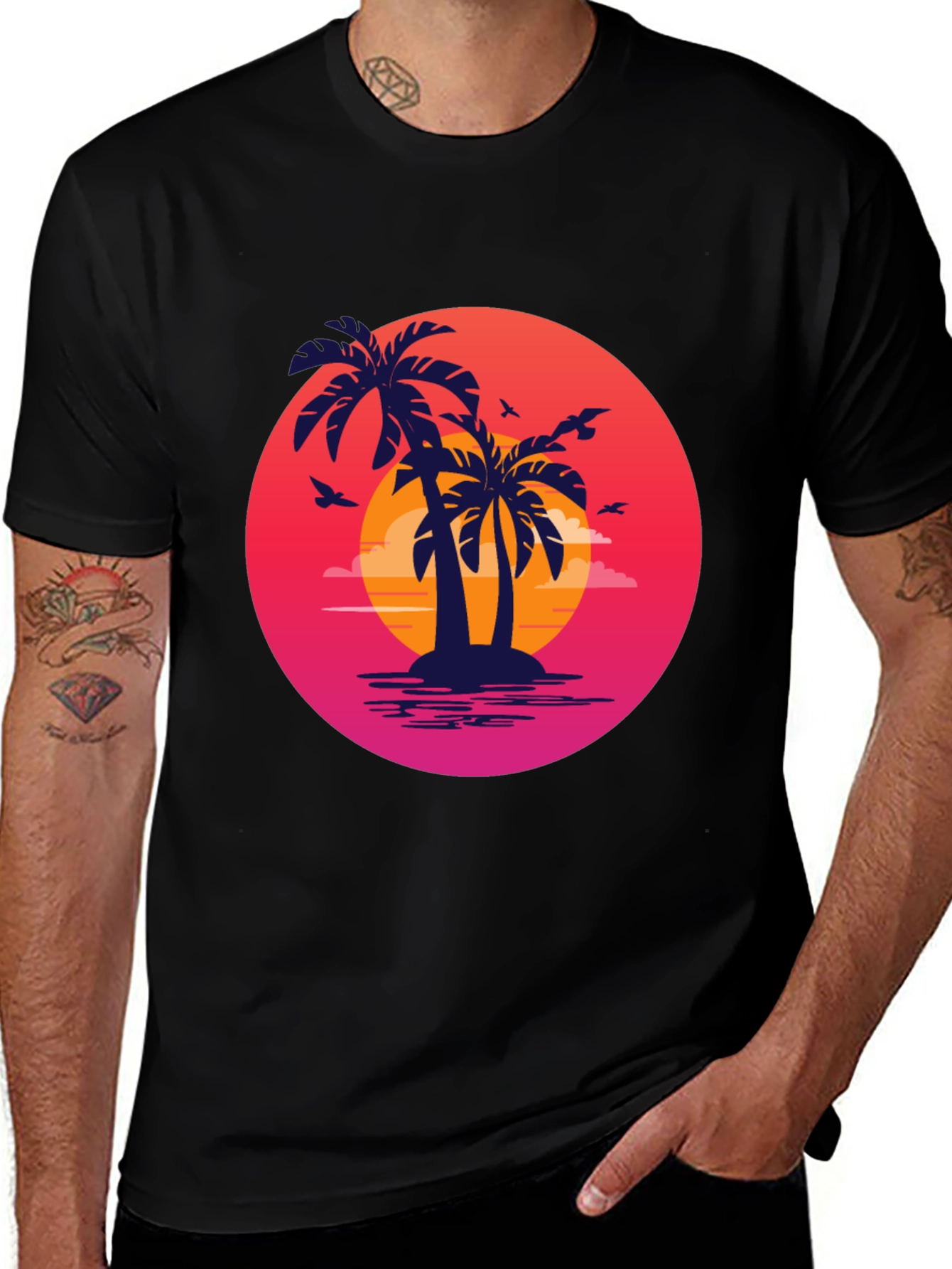 Variant 26 of Sunset Palm Tree Graphic Tee