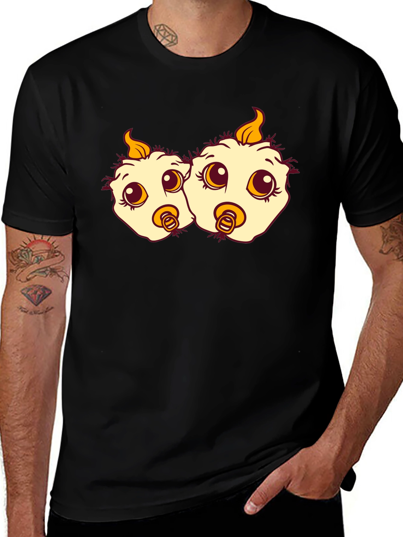 Variant 21 of Cartoon Chick Twins Black T-Shirt