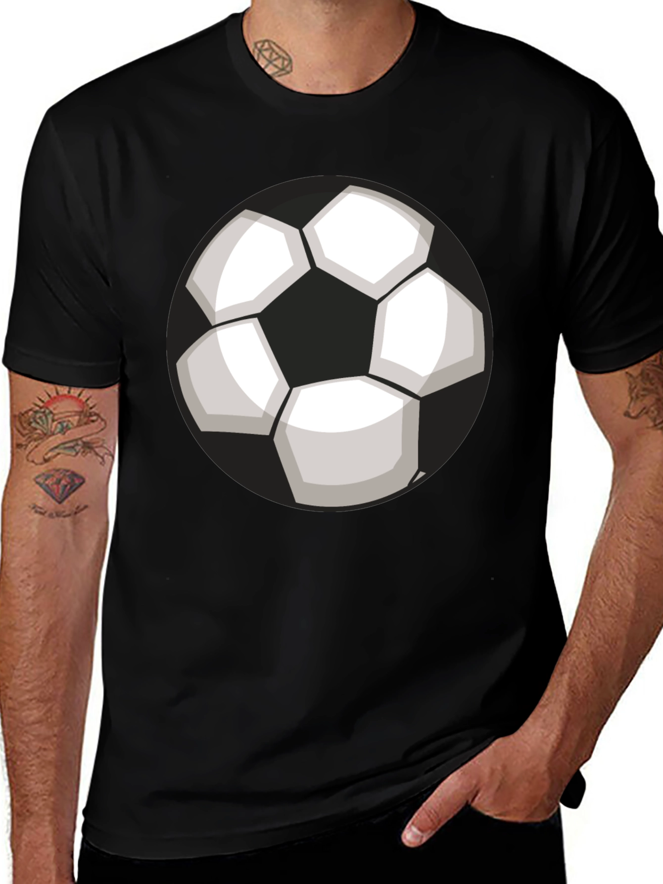 Variant 11 of Soccer Ball Graphic Tee - Black Casual T-Shirt