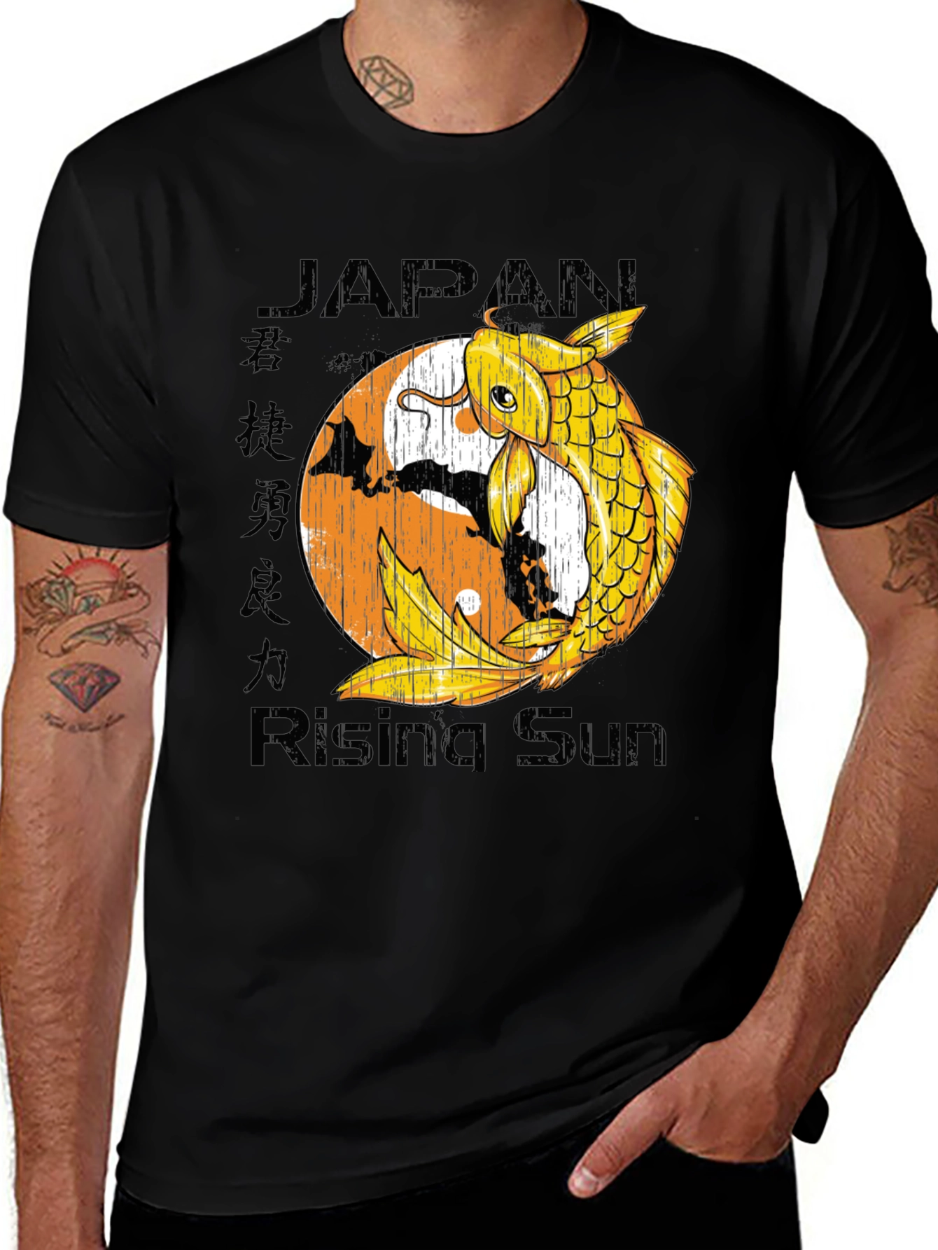 Variant 21 of Japan Rising Sun Koi Fish Graphic Tee
