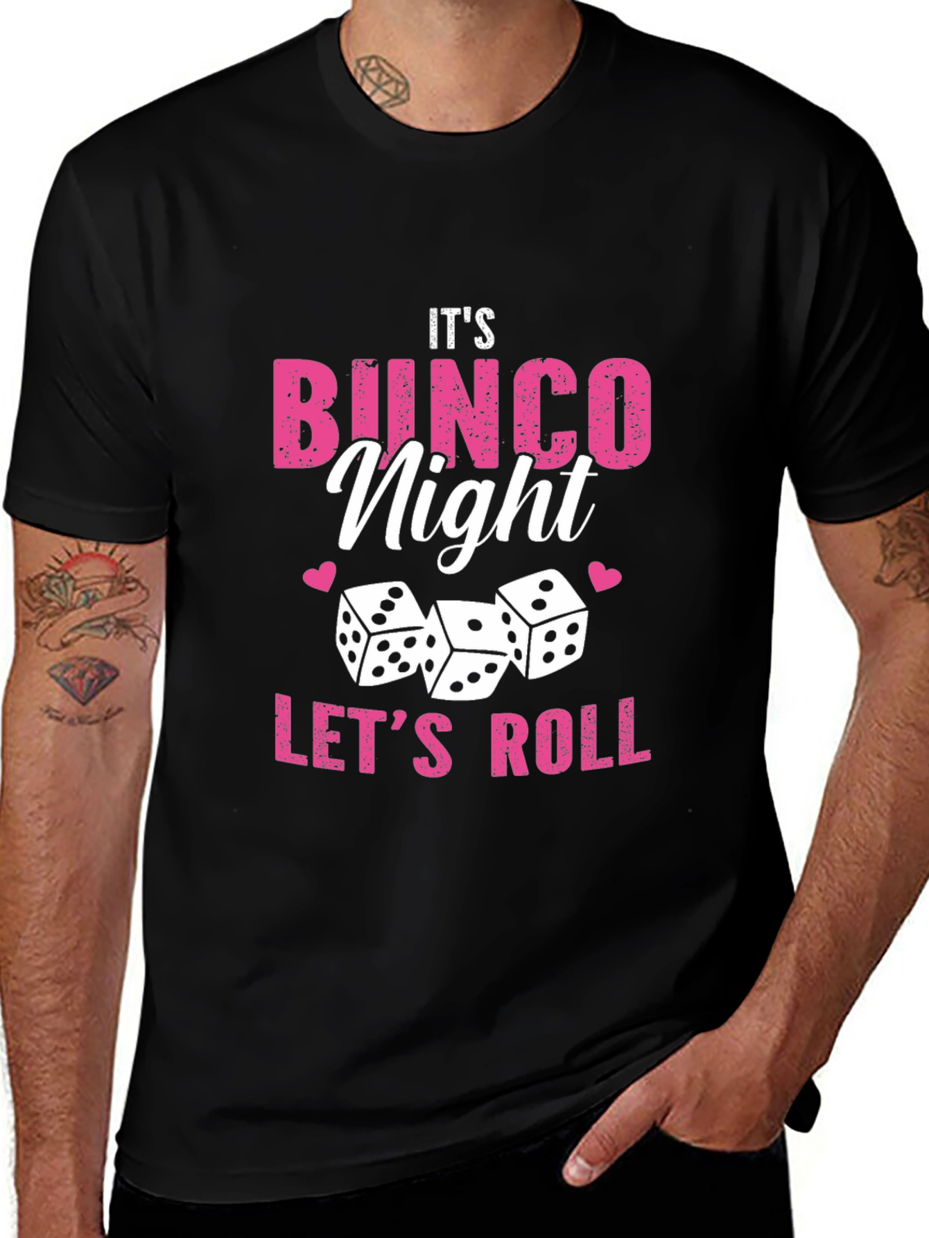 It's Bingo Night Let's Roll Black Graphic Tee