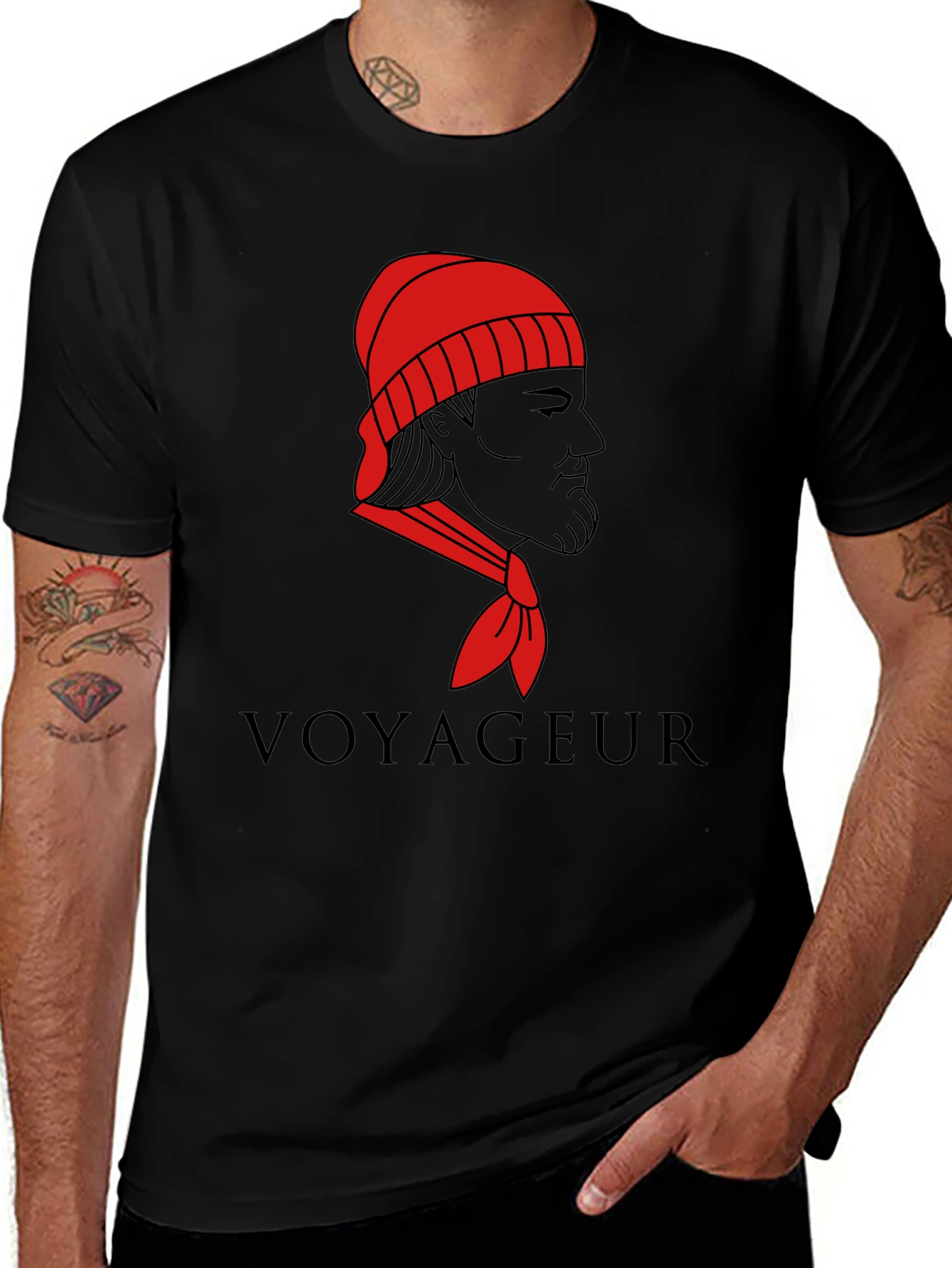 Variant 14 of Voyageur Graphic T-Shirt - Black Crew Neck Tee