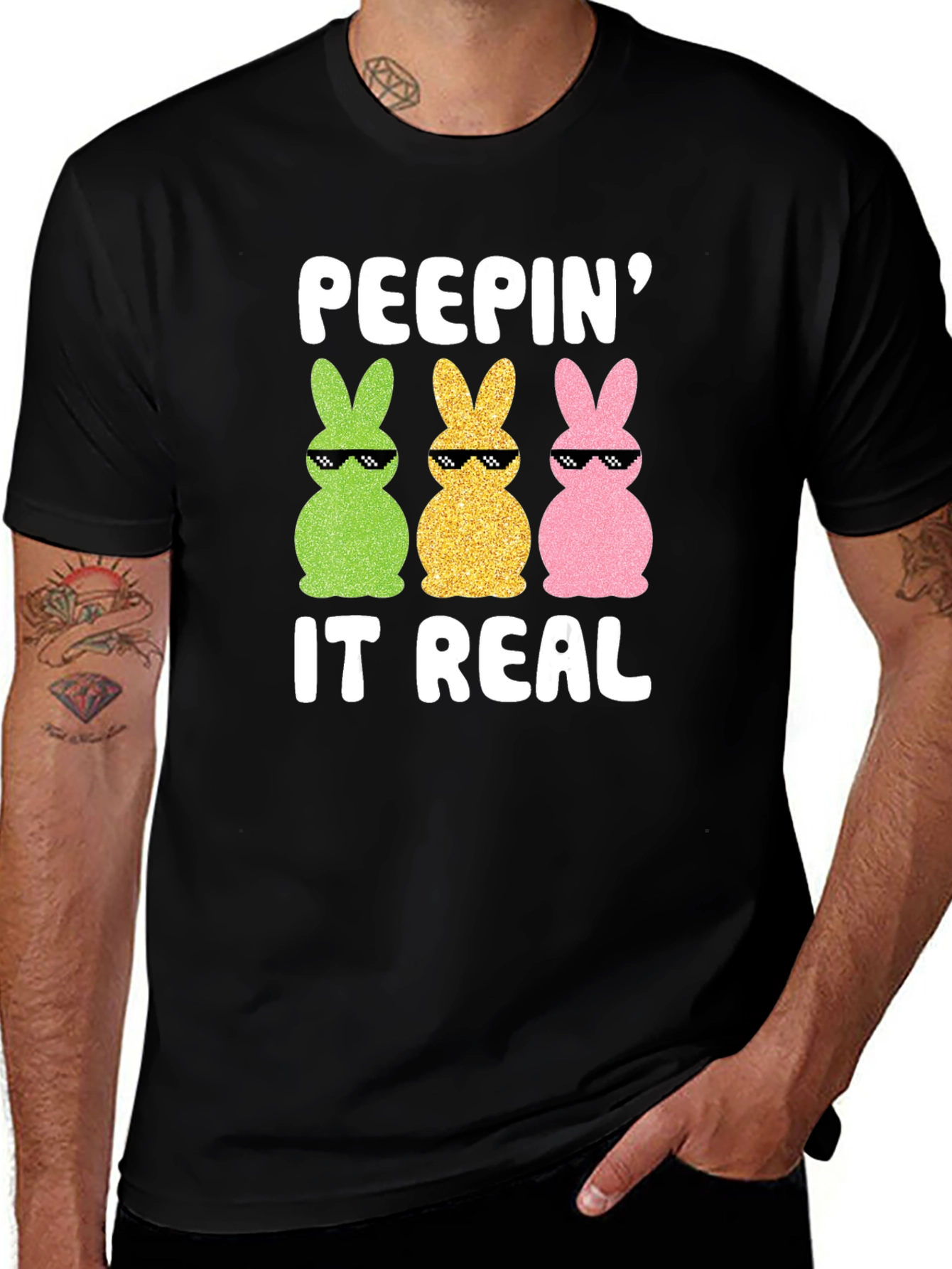 Variant 20 of Peepin' It Real Easter Bunny Graphic Tee