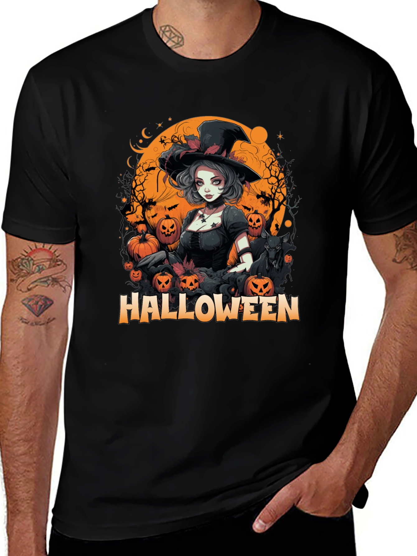 Variant 23 of Halloween Witch Graphic Tee - Spooky Season Style