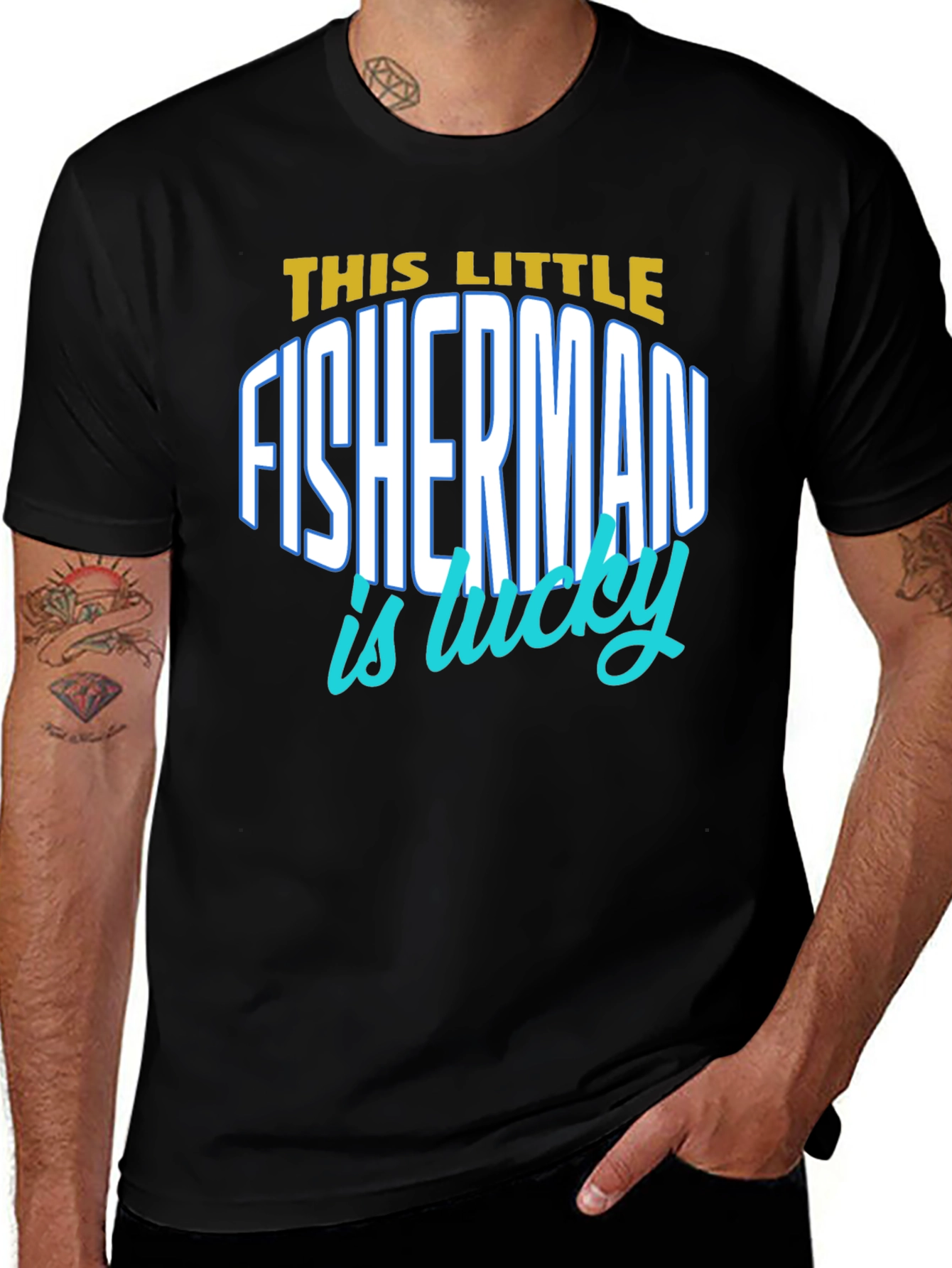 Variant 6 of Lucky Fisherman Graphic T-Shirt - Black