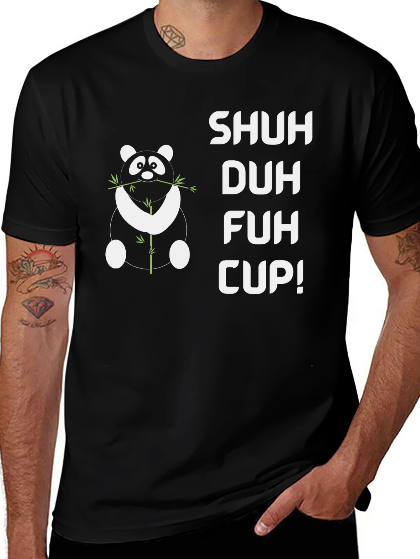 Variant 22 of Shuh Duh Fuh Cup Panda Graphic Tee - Black