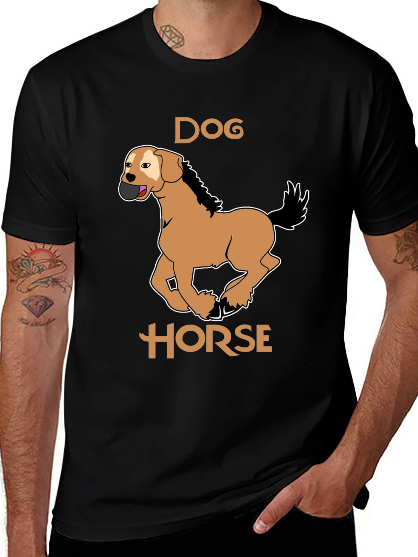 Variant 9 of Dog Horse Graphic Tee - Funny Animal Humor T-Shirt