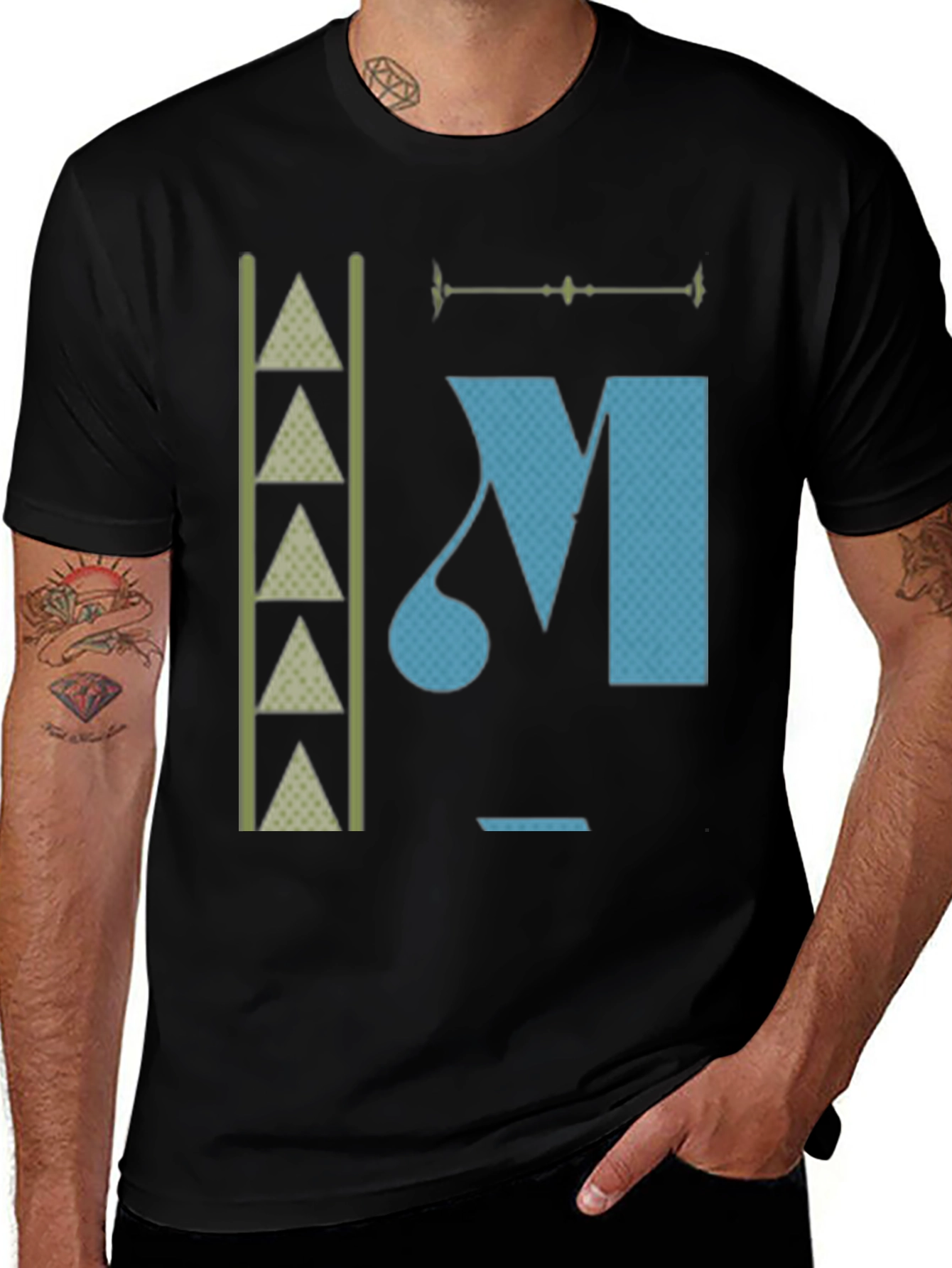 Variant 27 of Abstract Graphic Print Men's Black T-Shirt