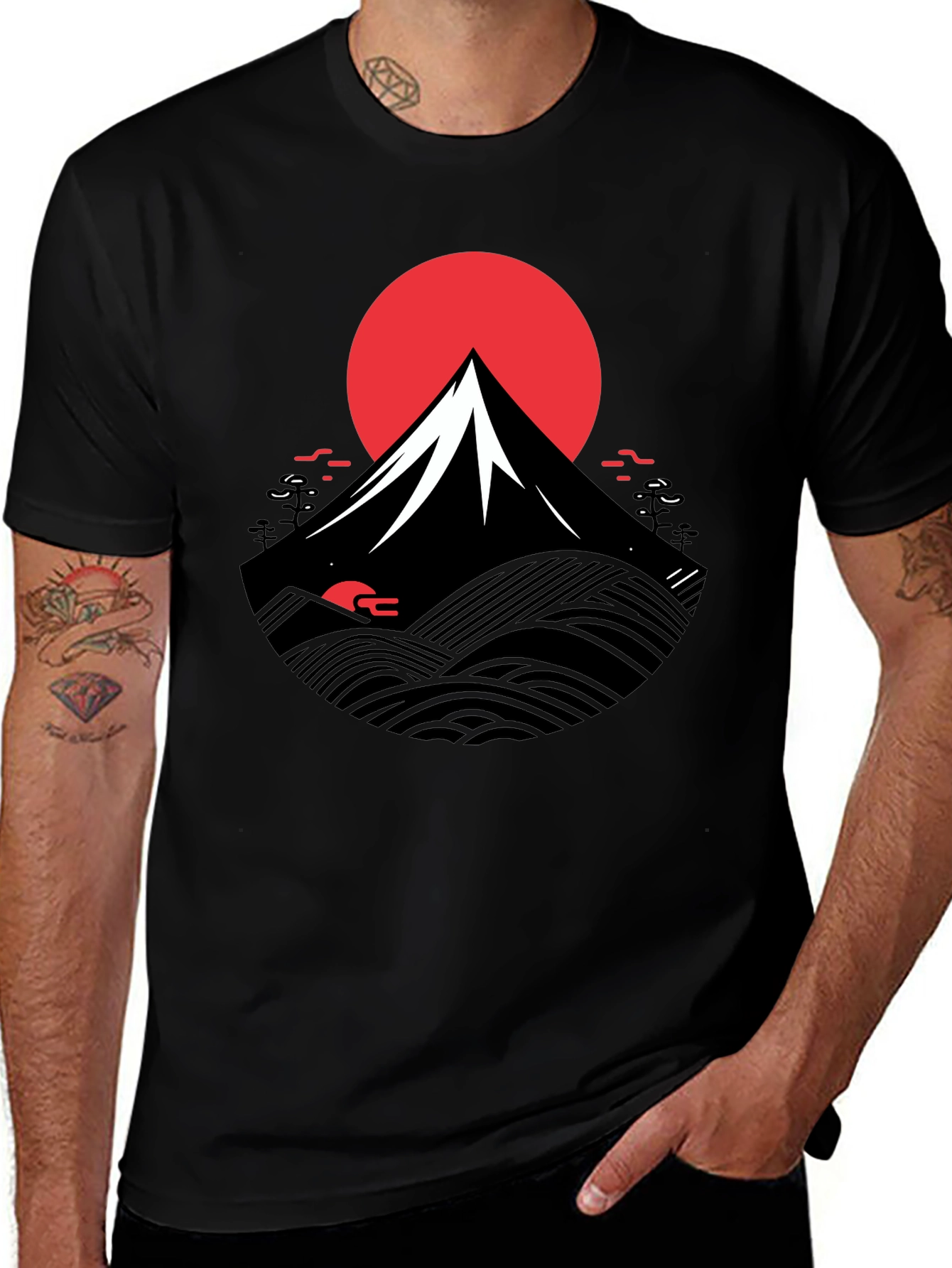 Variant 24 of Japanese Mountain Graphic Tee - Black