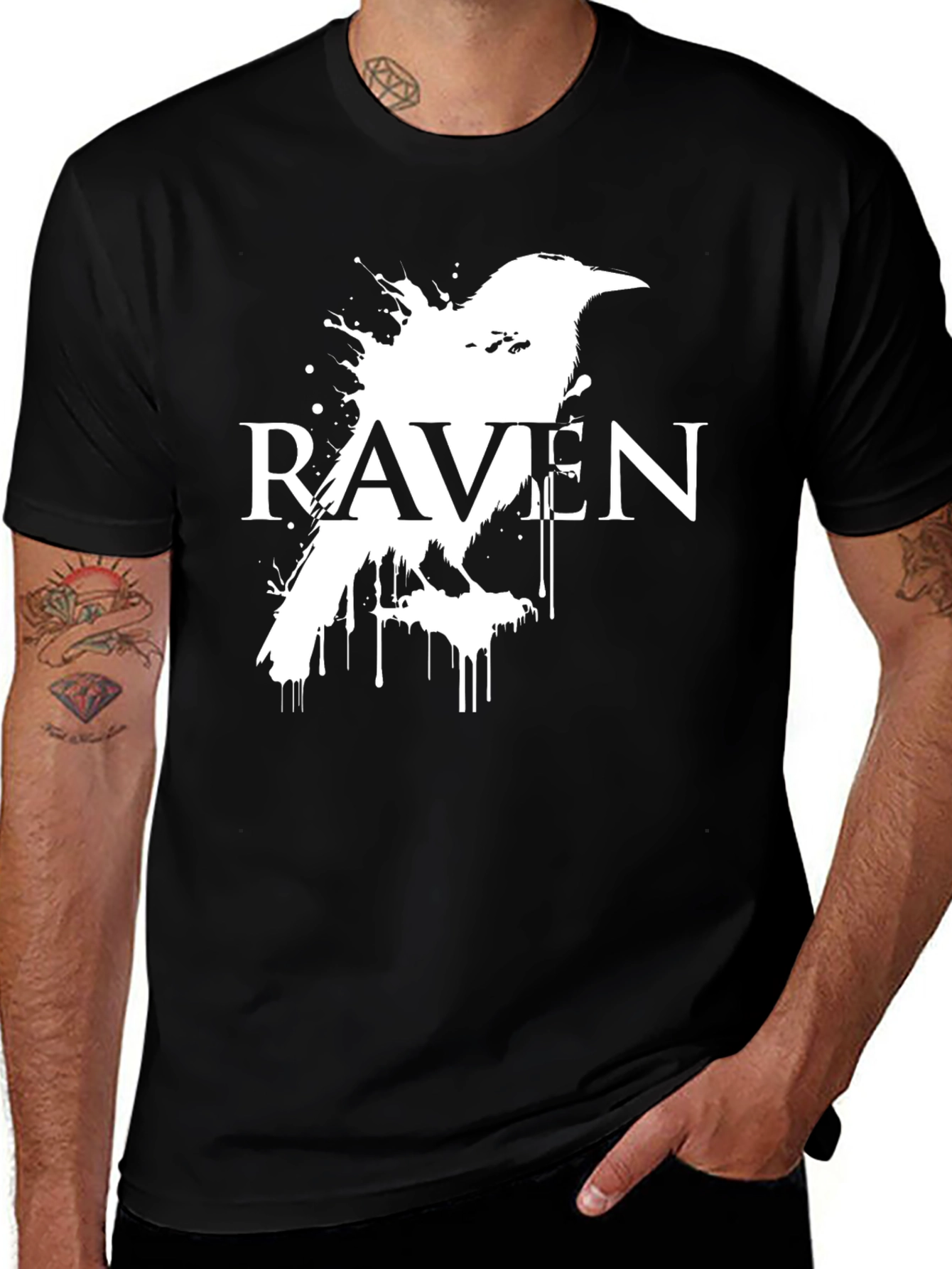 Variant 6 of Raven Graphic Tee - Dark Bird Design