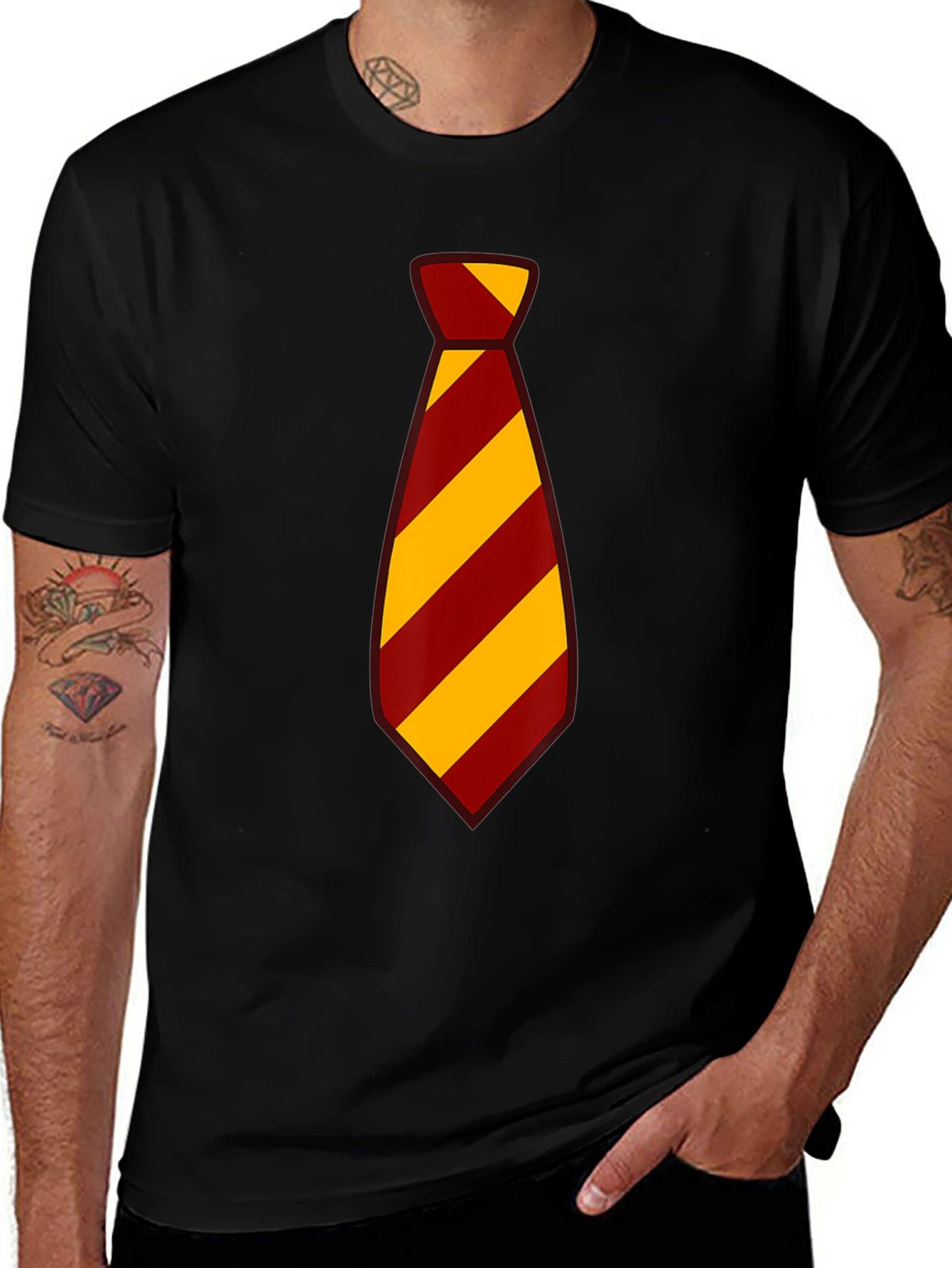 Variant 28 of Striped Tie Graphic Tee - Casual Style
