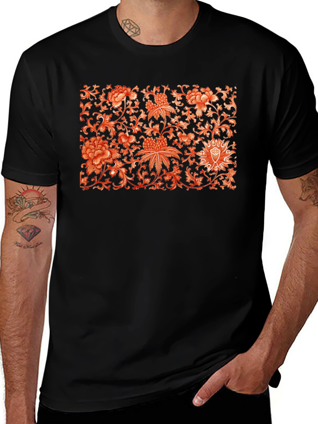 Variant 18 of Floral Pattern Graphic Print T-Shirt