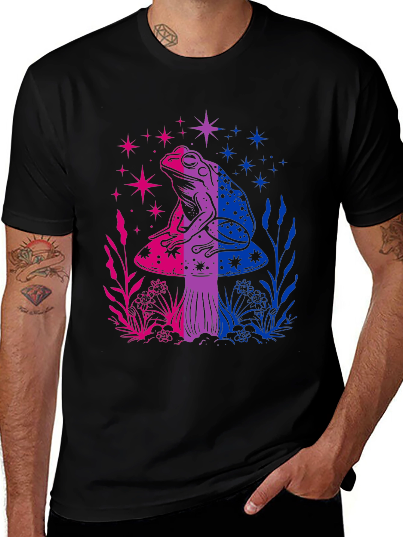Variant 27 of Bisexual Pride Frog on Mushroom T-Shirt