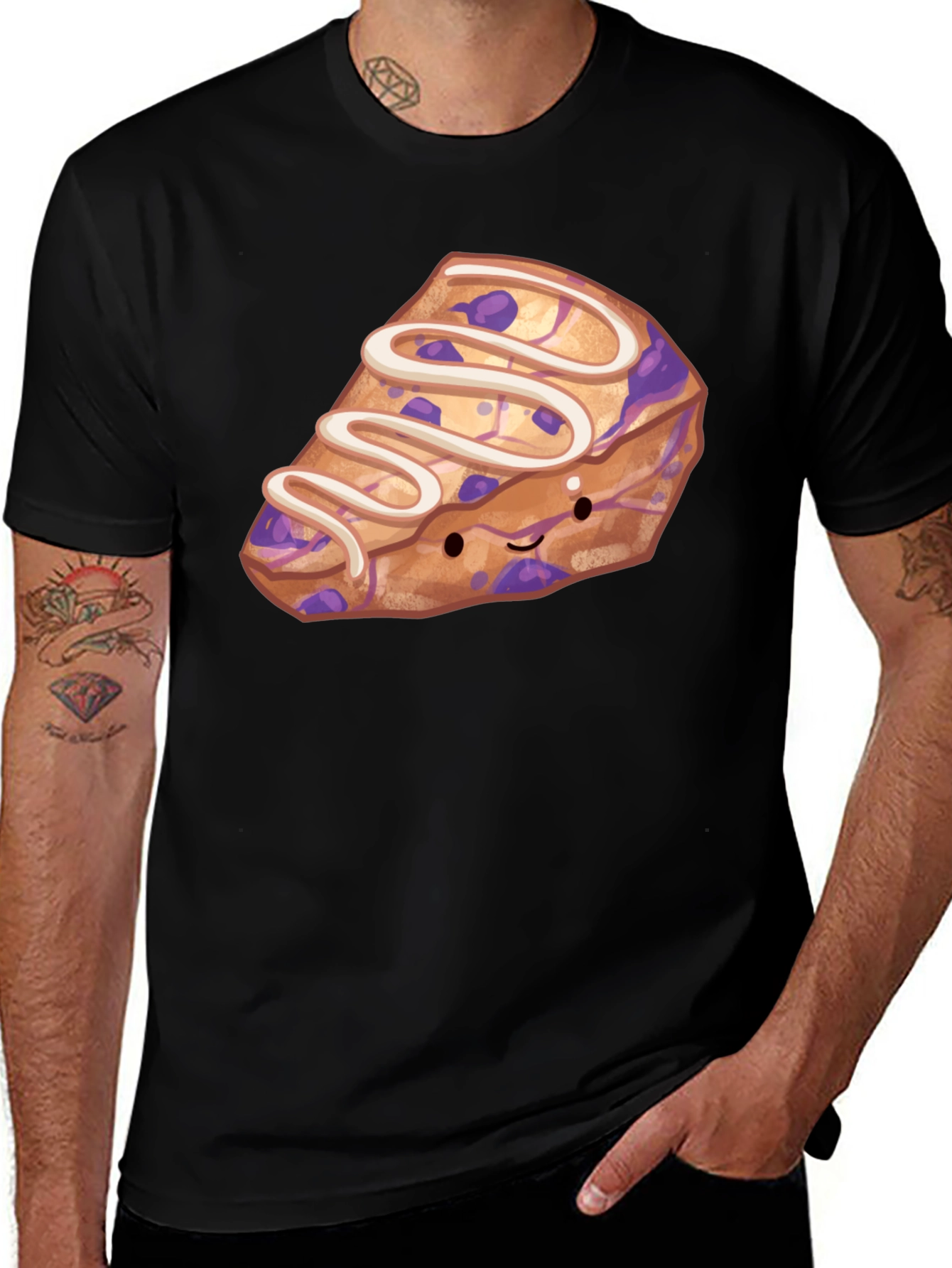 Cartoon Pastry Black T-Shirt