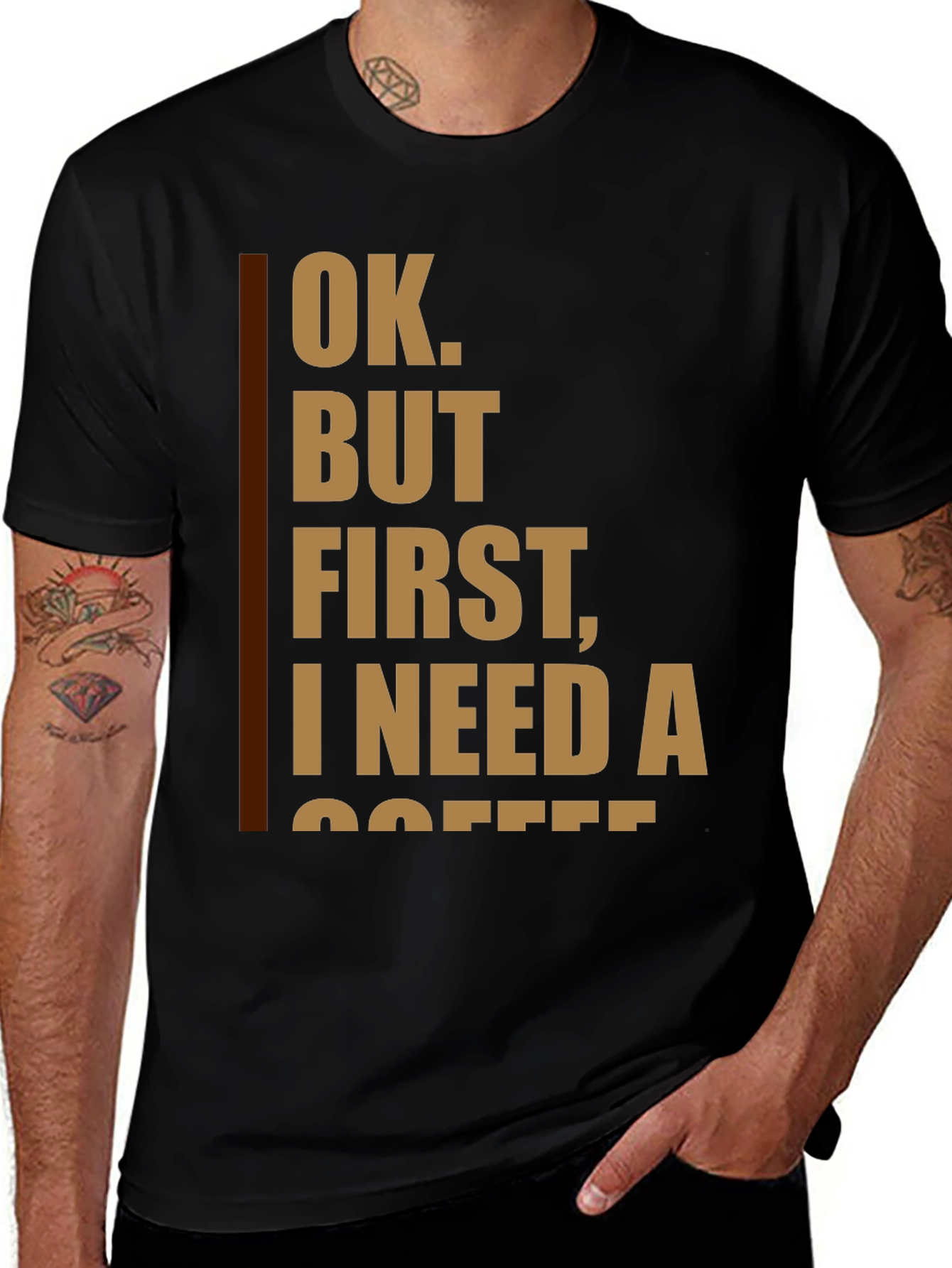 Variant 28 of Ok But First Coffee T-Shirt - Black