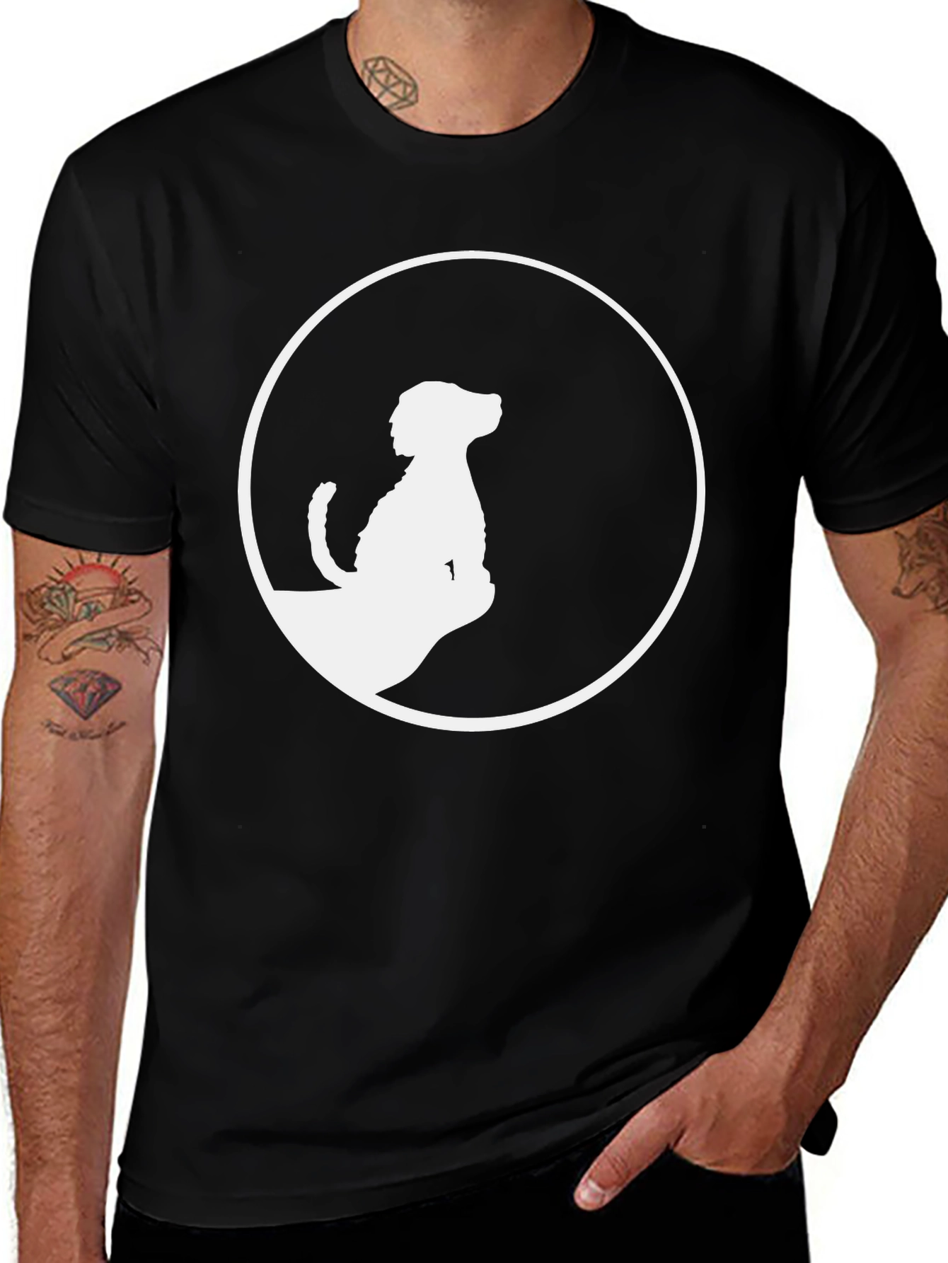 Variant 8 of Dog Silhouette Graphic Tee - Stylish Black T-Shirt