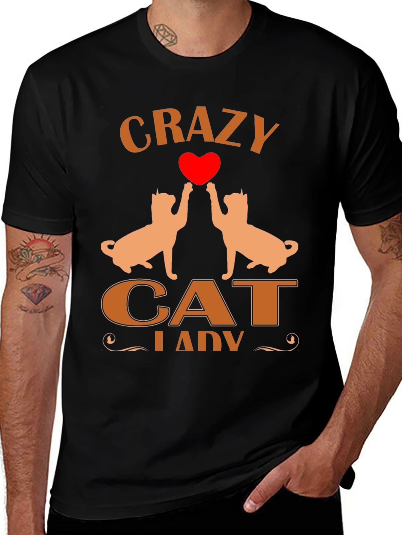 Crazy Cat Lady T-Shirt, Cat Heart Tee