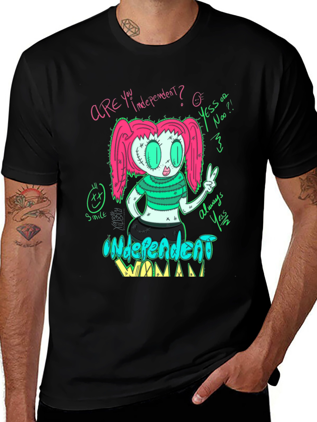 Variant 2 of Independent Woman Graphic Tee - Cool Cartoon Design
