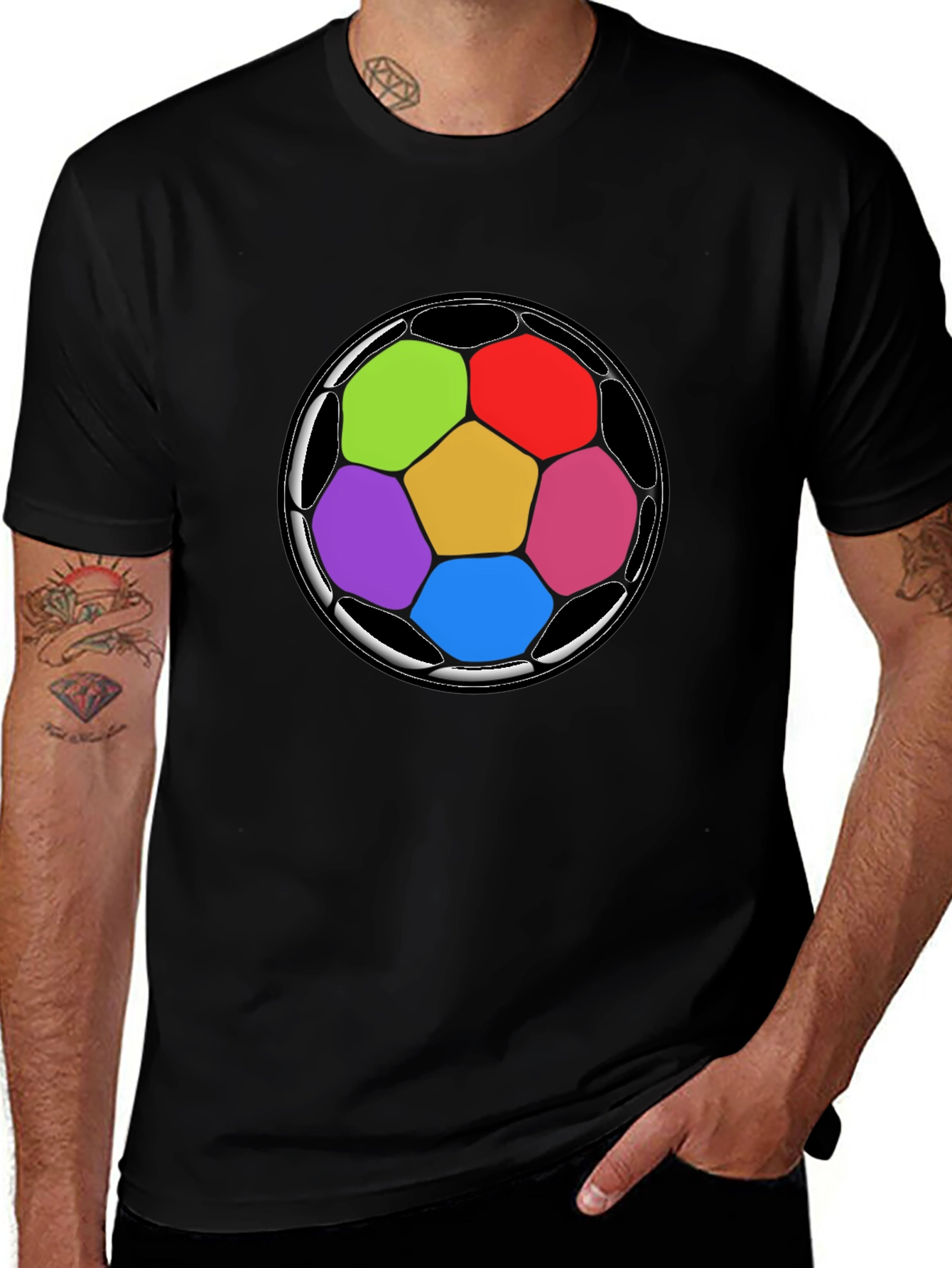 Variant 23 of Colorful Soccer Ball Graphic T-Shirt