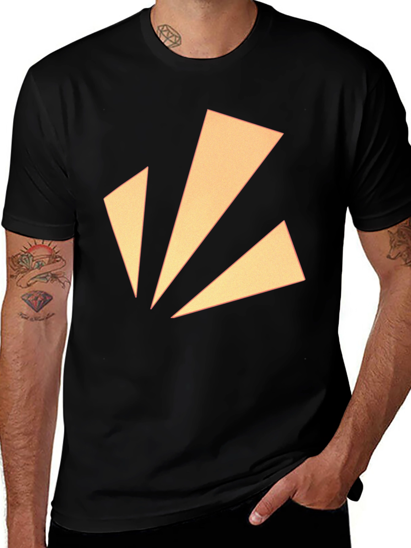 Variant 13 of Geometric Triangle Graphic Tee - Black